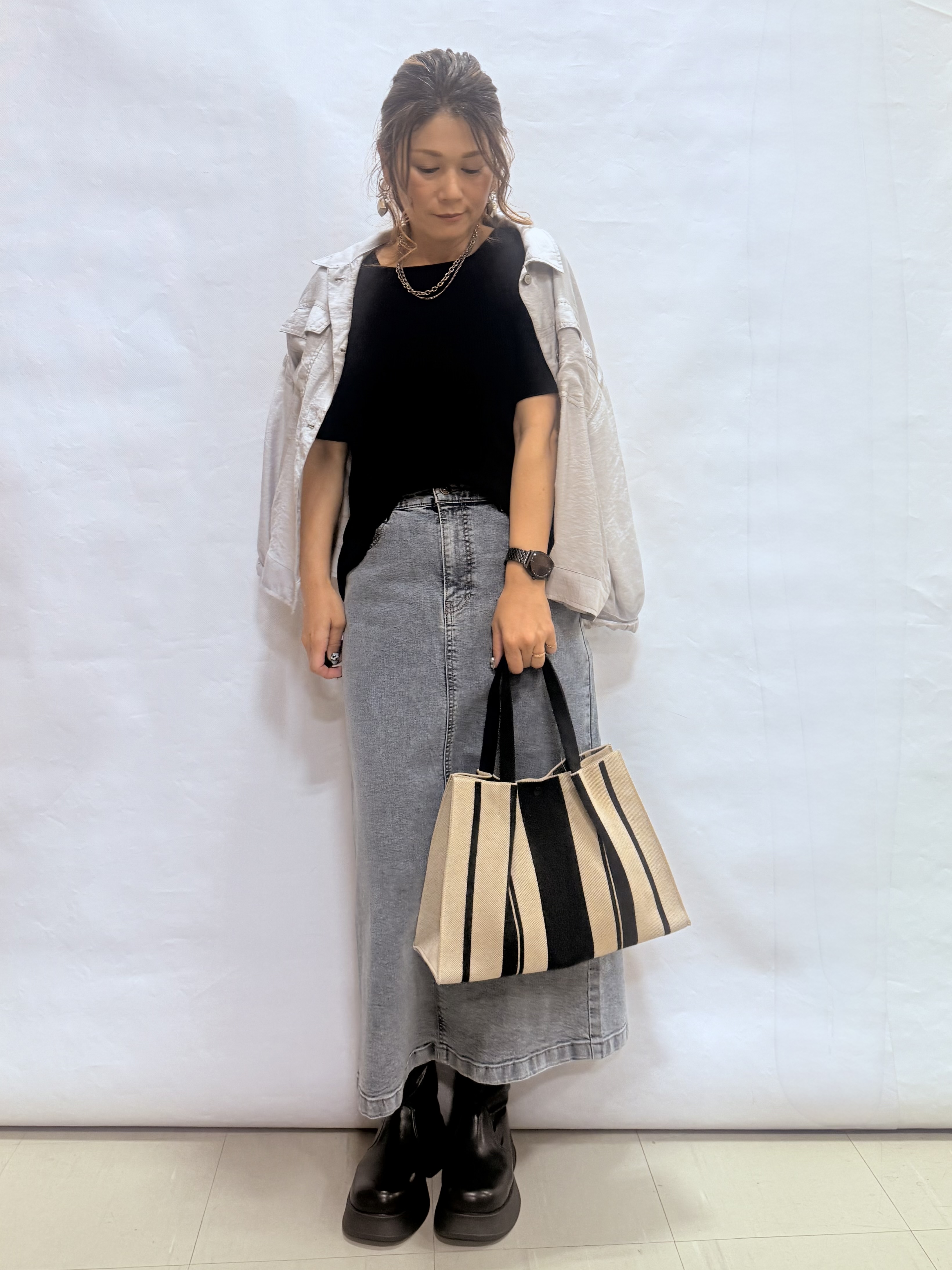 fuuさんの「SHOO･LA･RUE｜【S-LL/洗濯機可】さっと羽織れるGジャン風ジャケット」を使ったコーディネート