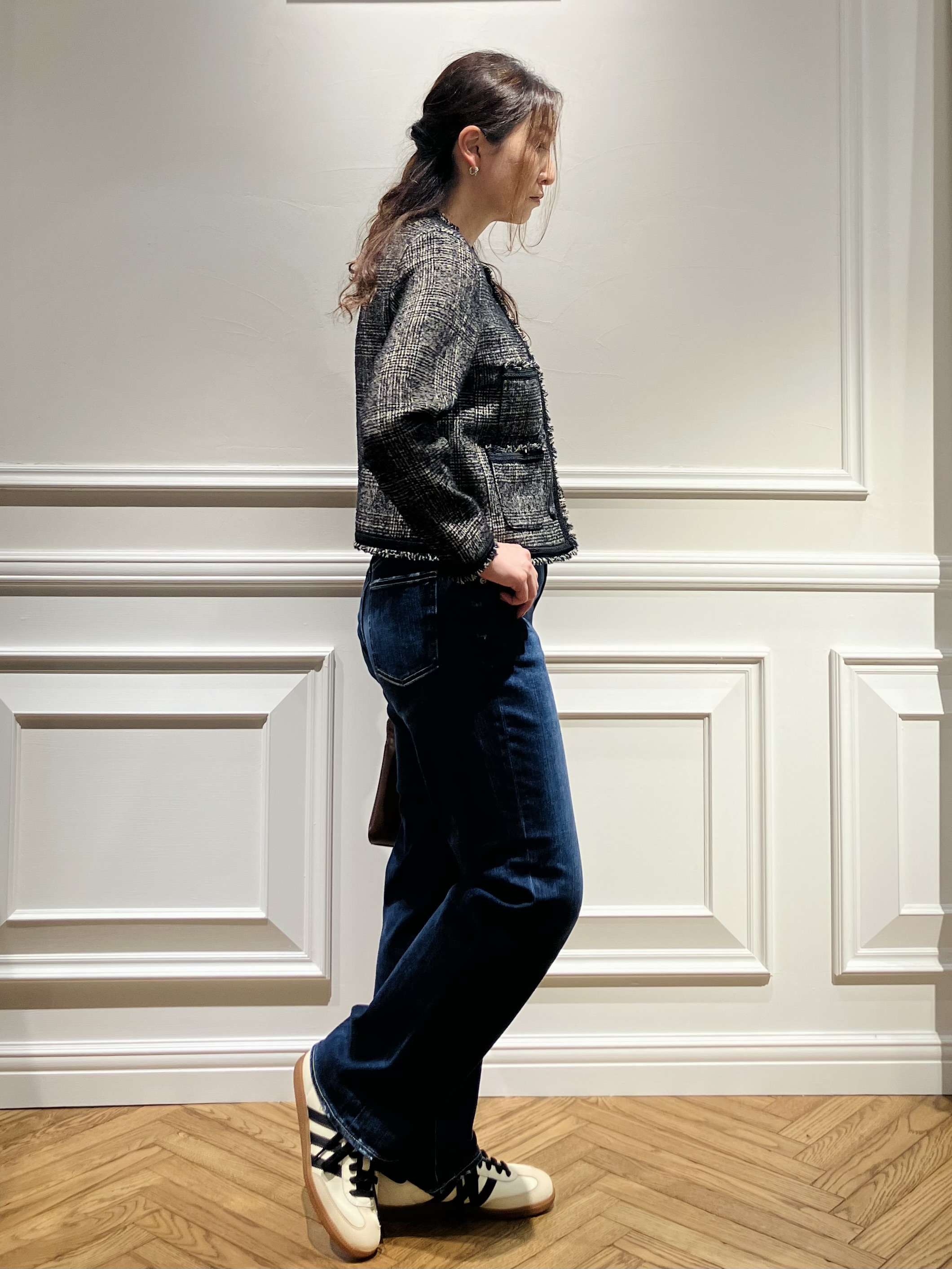 TSUKUIさんの「DRESSTERIOR｜【セットアップ可】ループグレンチェックノーカラージャケット」を使ったコーディネート