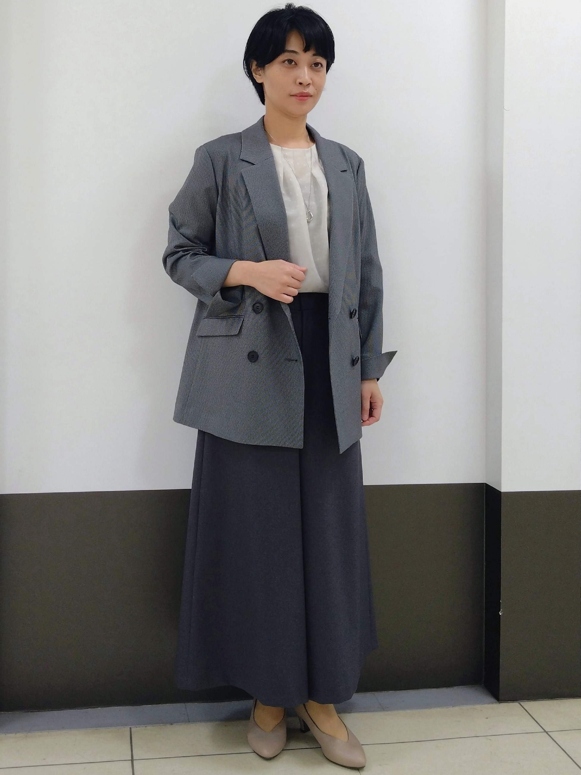 GMさんの「Reflect｜【通勤◎】ダブルブレストデザインテーラードジャケット」を使ったコーディネート