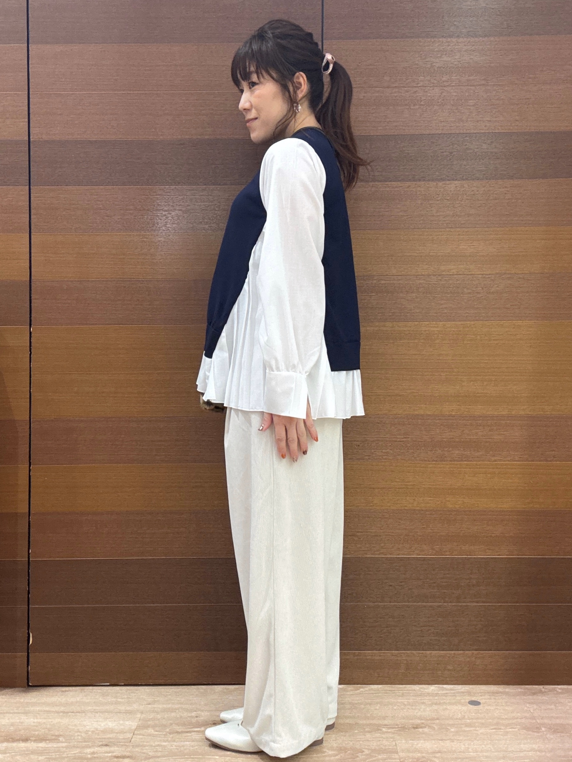 maichiさんの「OPAQUE.CLIP｜プリーツデザインドッキングニット【洗濯機OK】」を使ったコーディネート