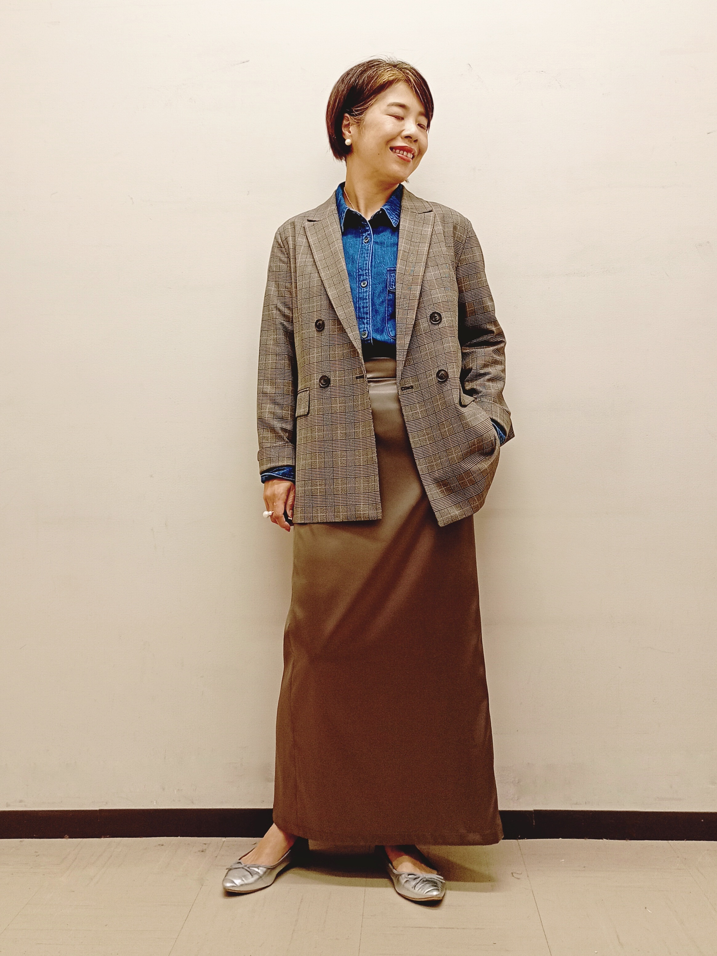 Kさんの「INDIVI｜【洗濯機OK／ストレッチ◎】秋はじめのダブルジャケット」を使ったコーディネート