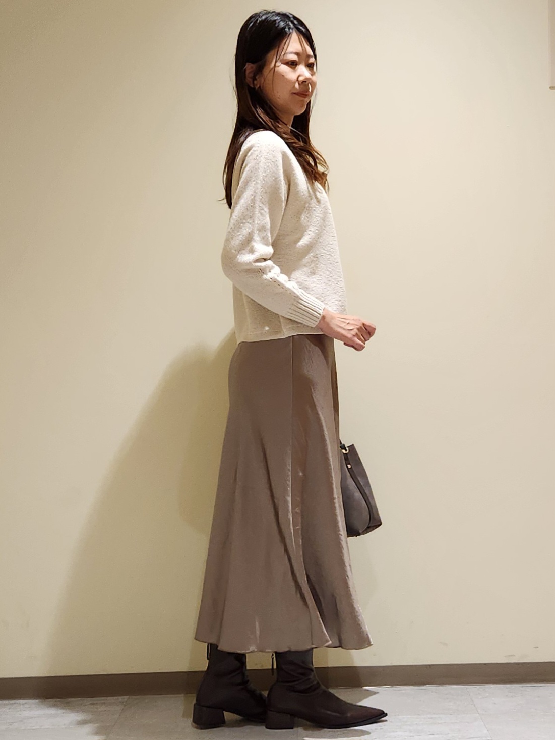 yukaさんの「COUP DE CHANCE｜【手洗い可／日本製】ブークレドルマンニット」を使ったコーディネート