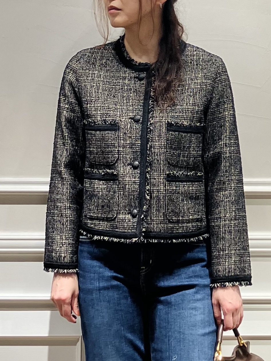 TSUKUIさんの「DRESSTERIOR｜【セットアップ可】ループグレンチェックノーカラージャケット」を使ったコーディネート