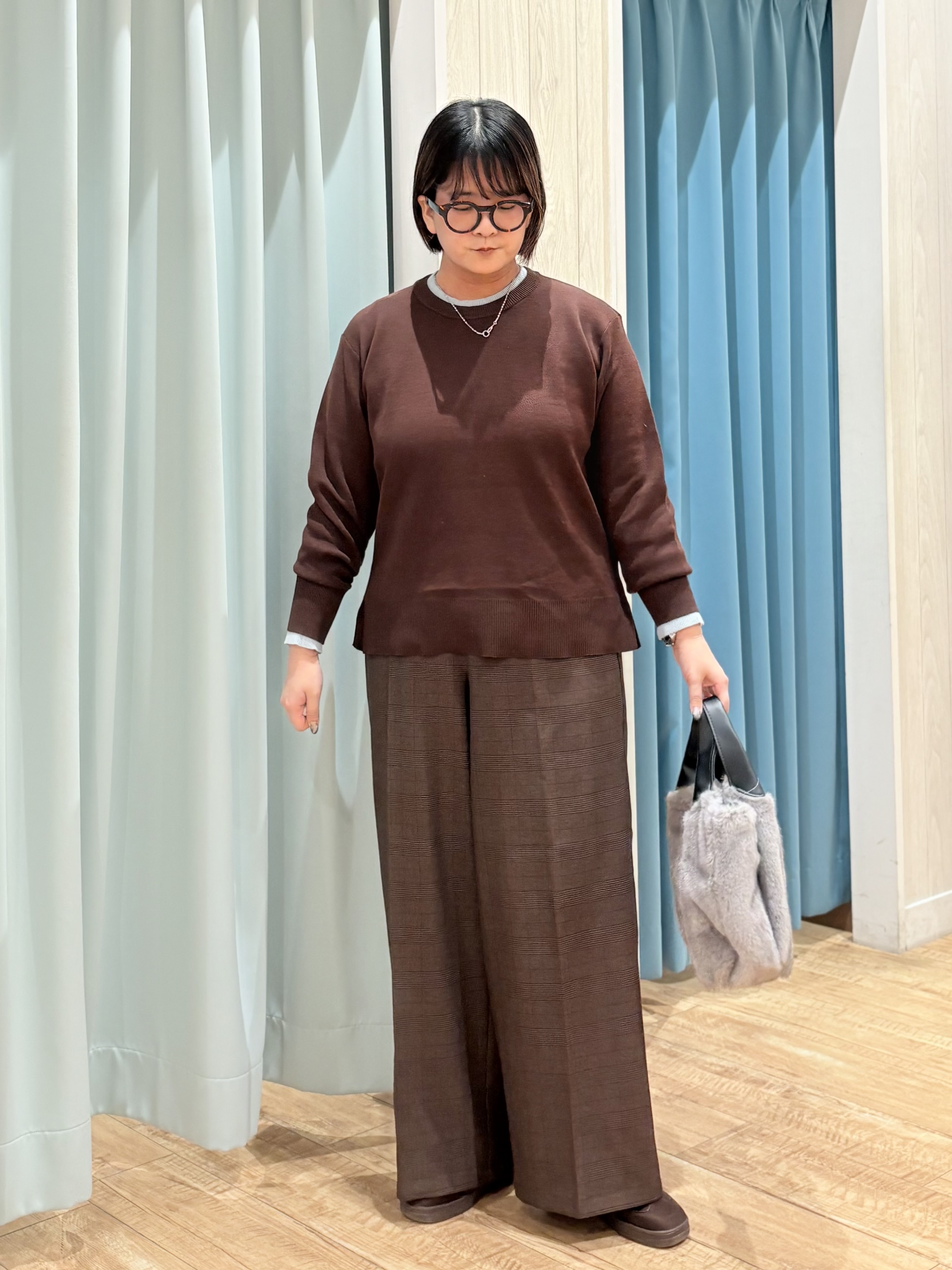 砂糖さんの「SHOO･LA･RUE｜【洗濯機可/S-LL】配色がアクセントに。スウェットライクニット」を使ったコーディネート