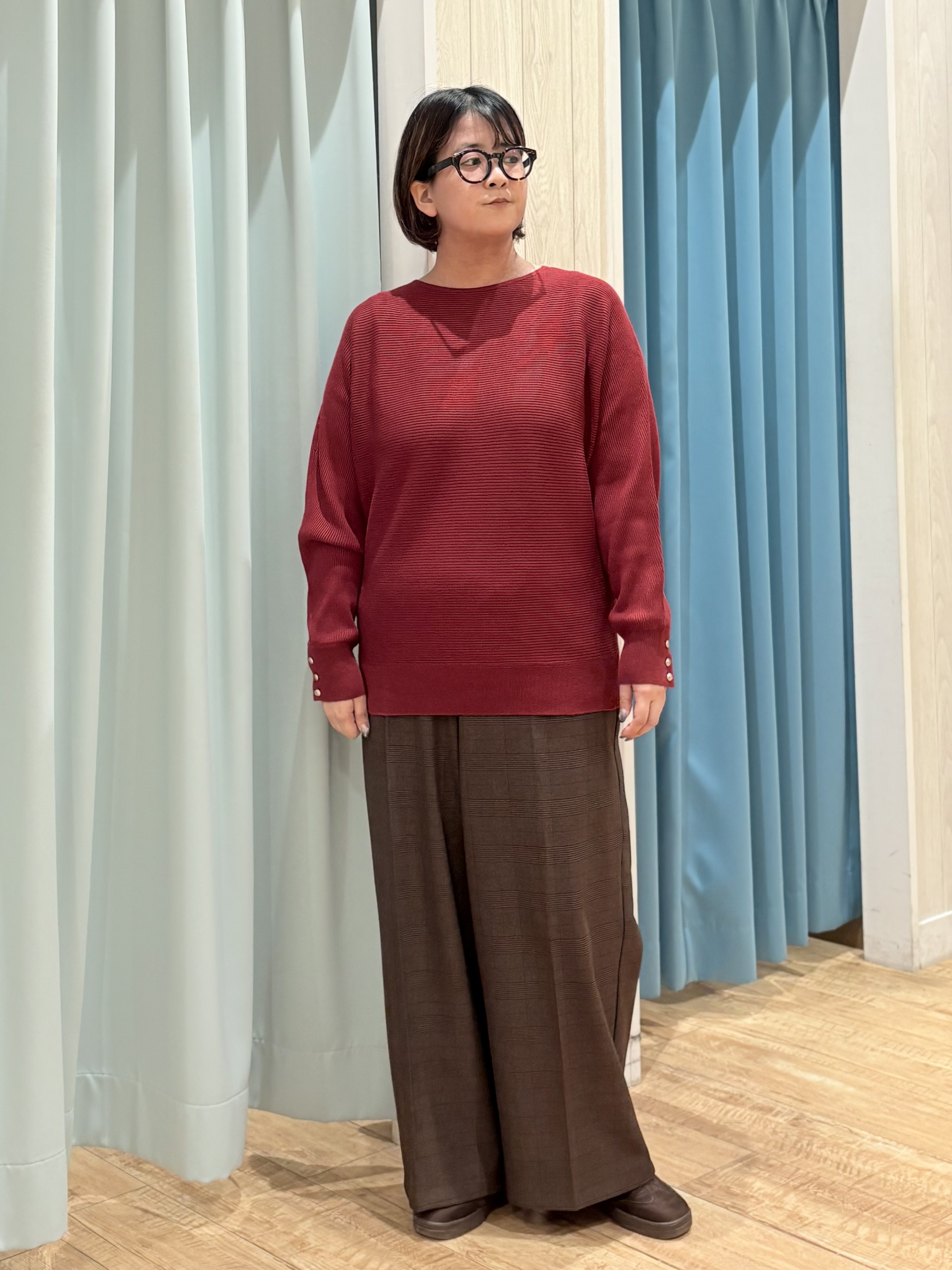 砂糖さんの「SHOO･LA･RUE｜【洗濯機可/体型カバー】やわらかリブドルマンニット」を使ったコーディネート
