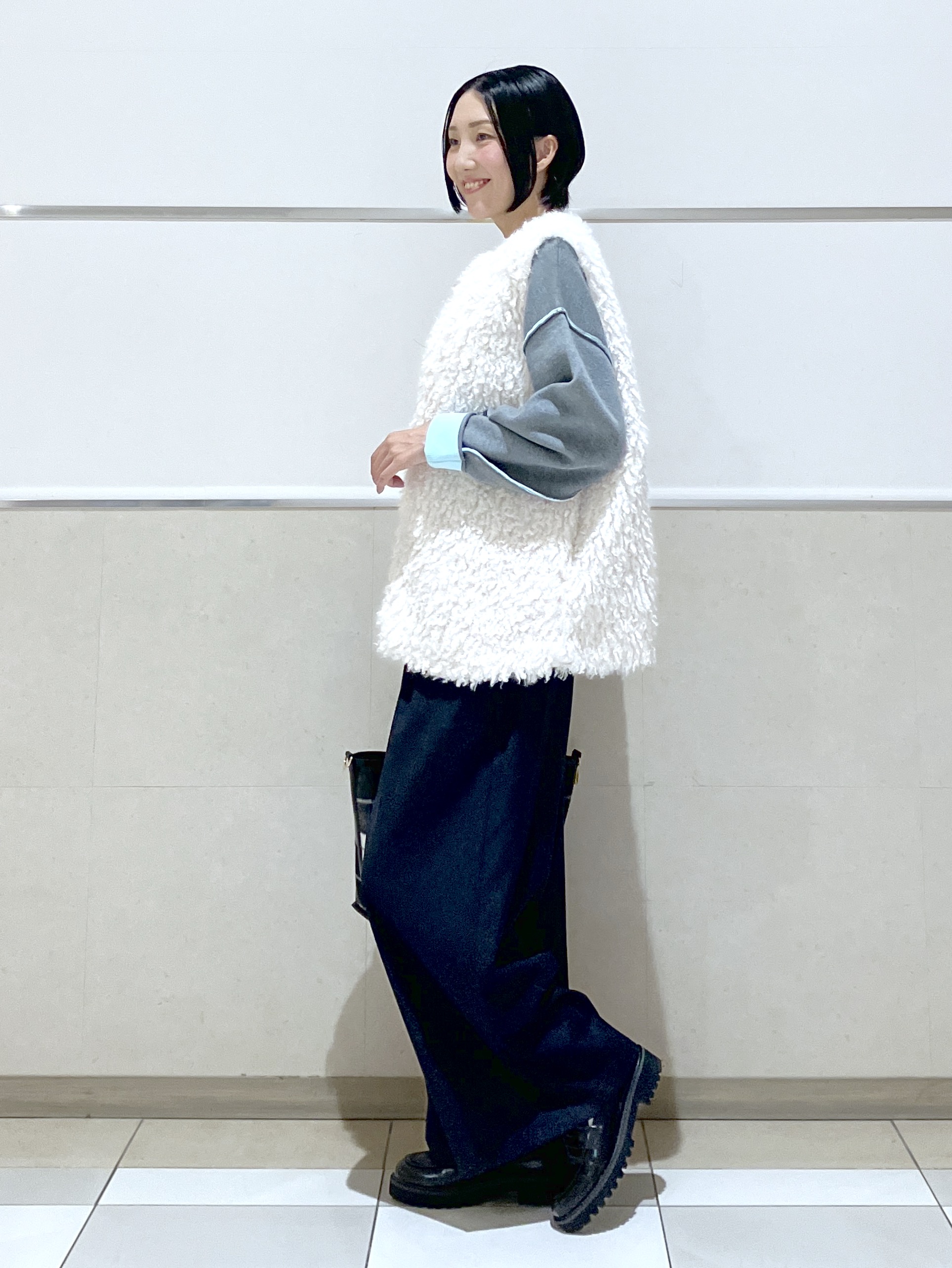 eriko さんの「Dessin｜【2WAY/洗濯機OK/XS-L】配色リバーシブル コットンジャカード クルーネックニット」を使ったコーディネート