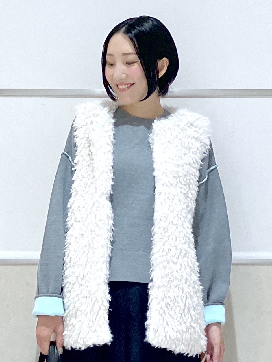 eriko さんの「Dessin｜【2WAY/洗濯機OK/XS-L】配色リバーシブル コットンジャカード クルーネックニット」を使ったコーディネート