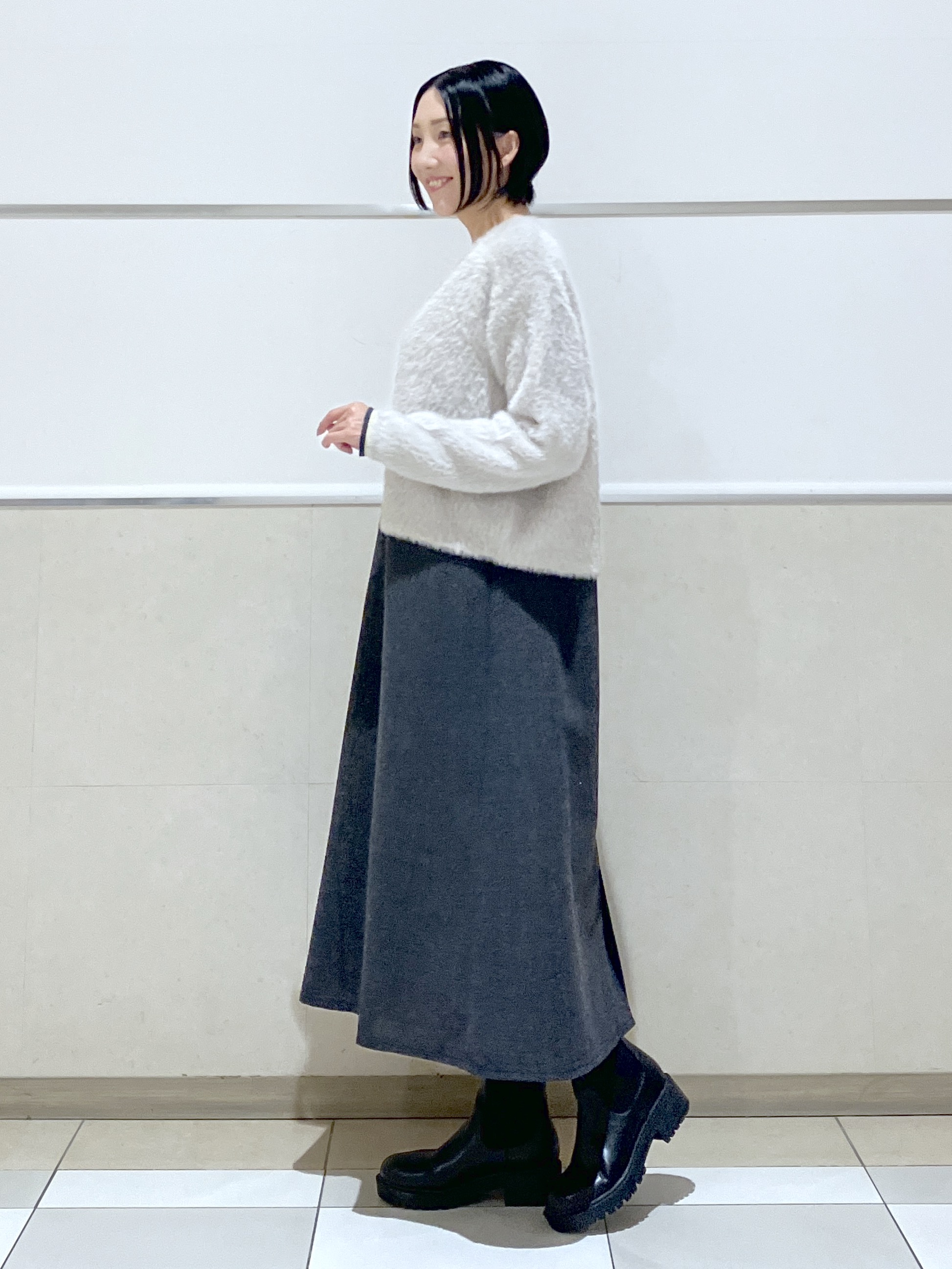 eriko さんの「Dessin｜【洗濯機OK】マルチボーダーニット」を使ったコーディネート
