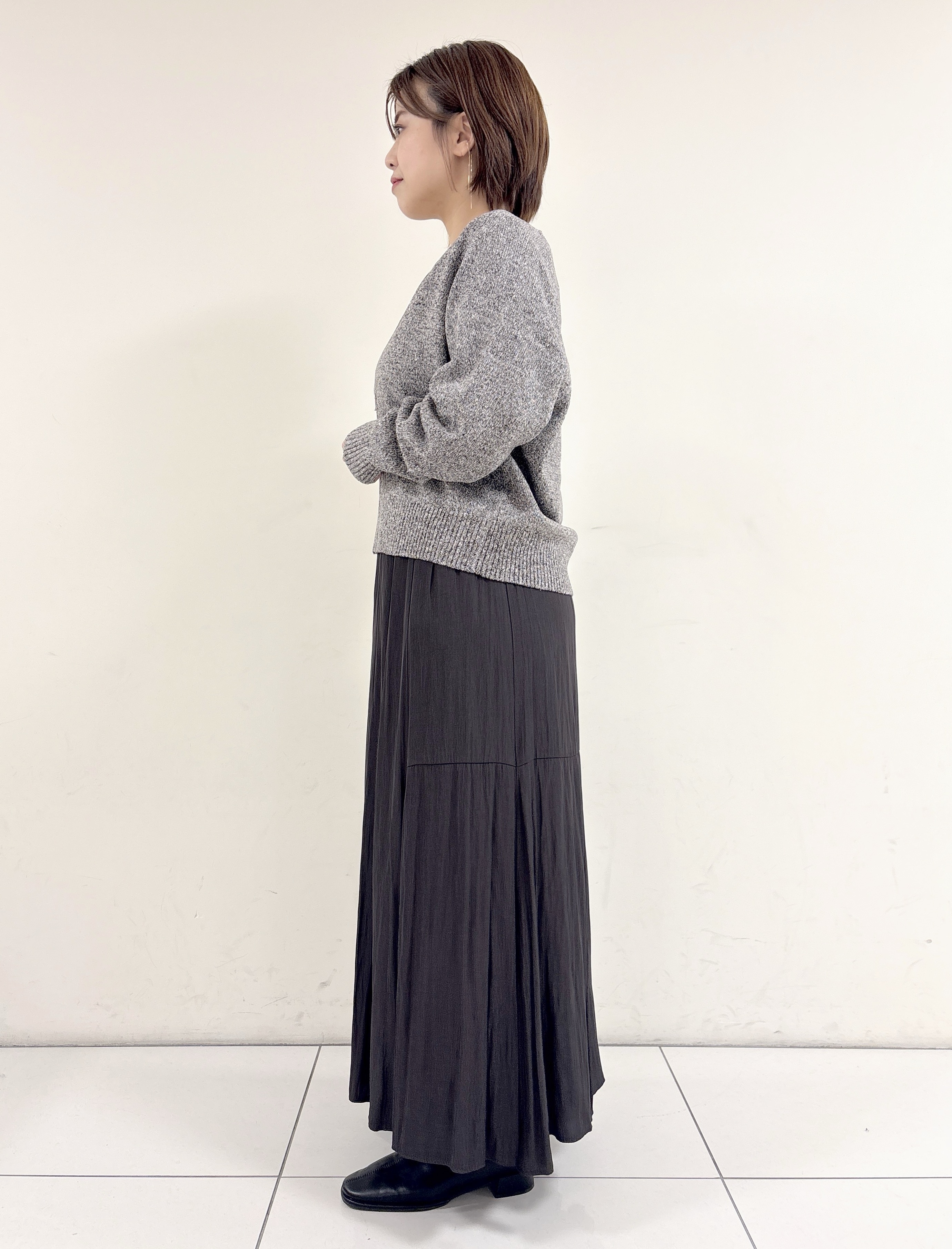 ayumiさんの「UNTITLED｜【アンサンブル可/秋羽織り】杢調ジップカーディガン」を使ったコーディネート