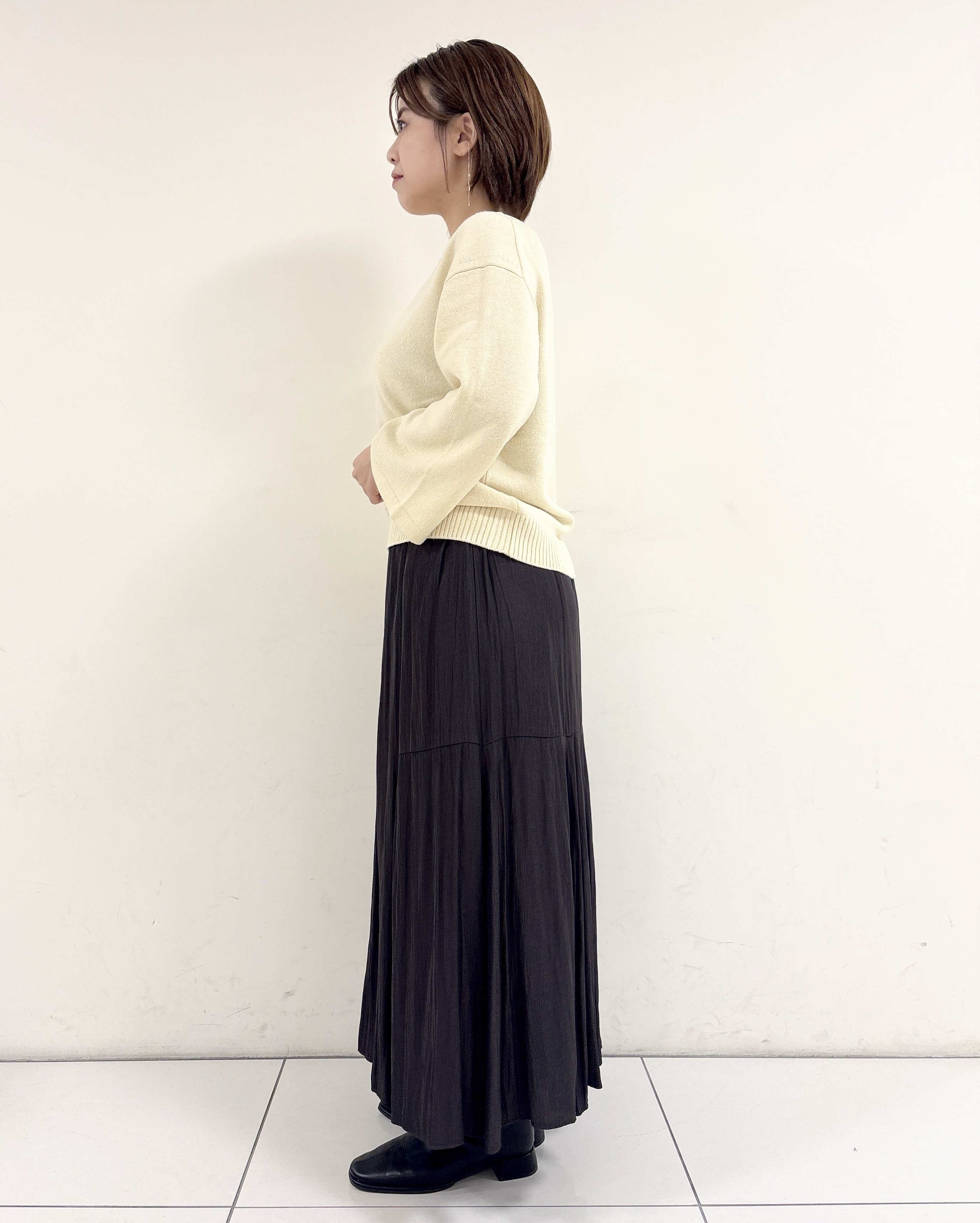 ayumiさんの「UNTITLED｜【アンサンブル可/手洗い可】杢調プルオーバーニット」を使ったコーディネート