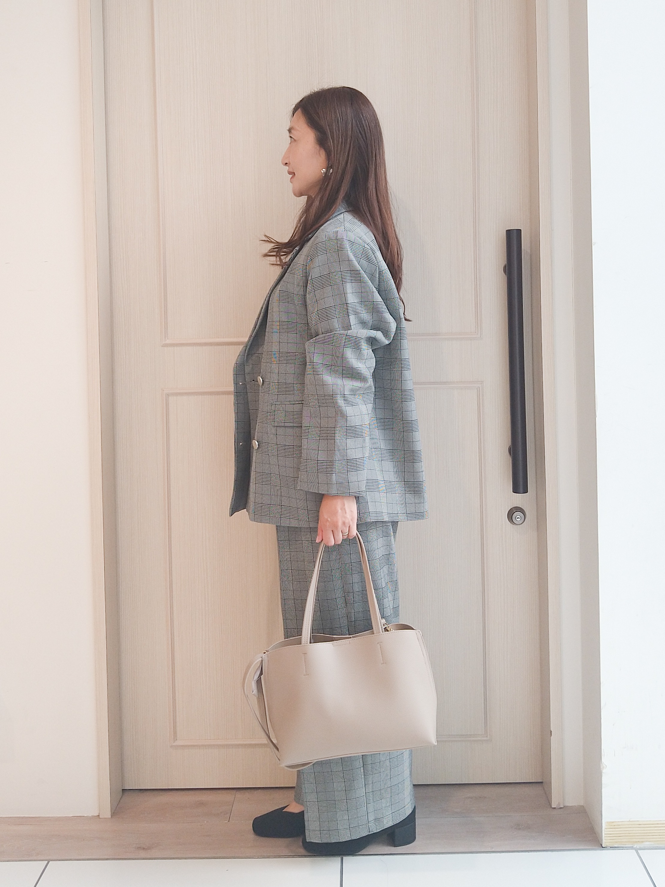 mi-saさんの「SHOO･LA･RUE｜【セットアップ可/洗濯後しわになりにくい】ウールフィール ダブルジャケット」を使ったコーディネート