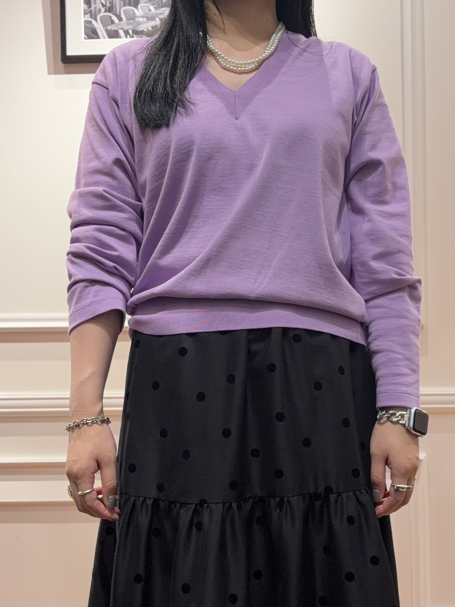 SAKAIさんの「DRESSTERIOR｜◆BATONER（バトナー）BLOWSING Vネック　ロングスリーブ」を使ったコーディネート