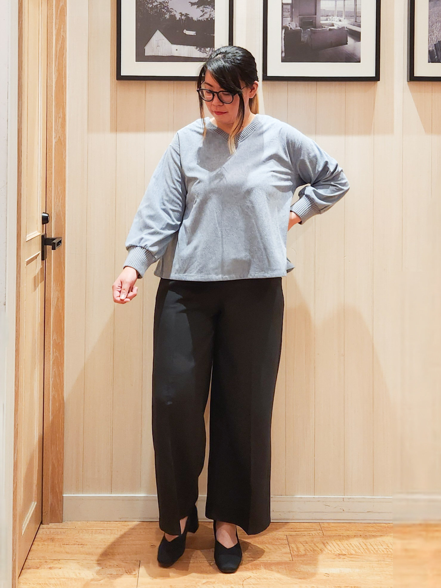 れーやんさんの「SHOO･LA･RUE｜【S-LL/洗濯機可/前後2WAY】大人上品にきまる コーデュロイトップス」を使ったコーディネート