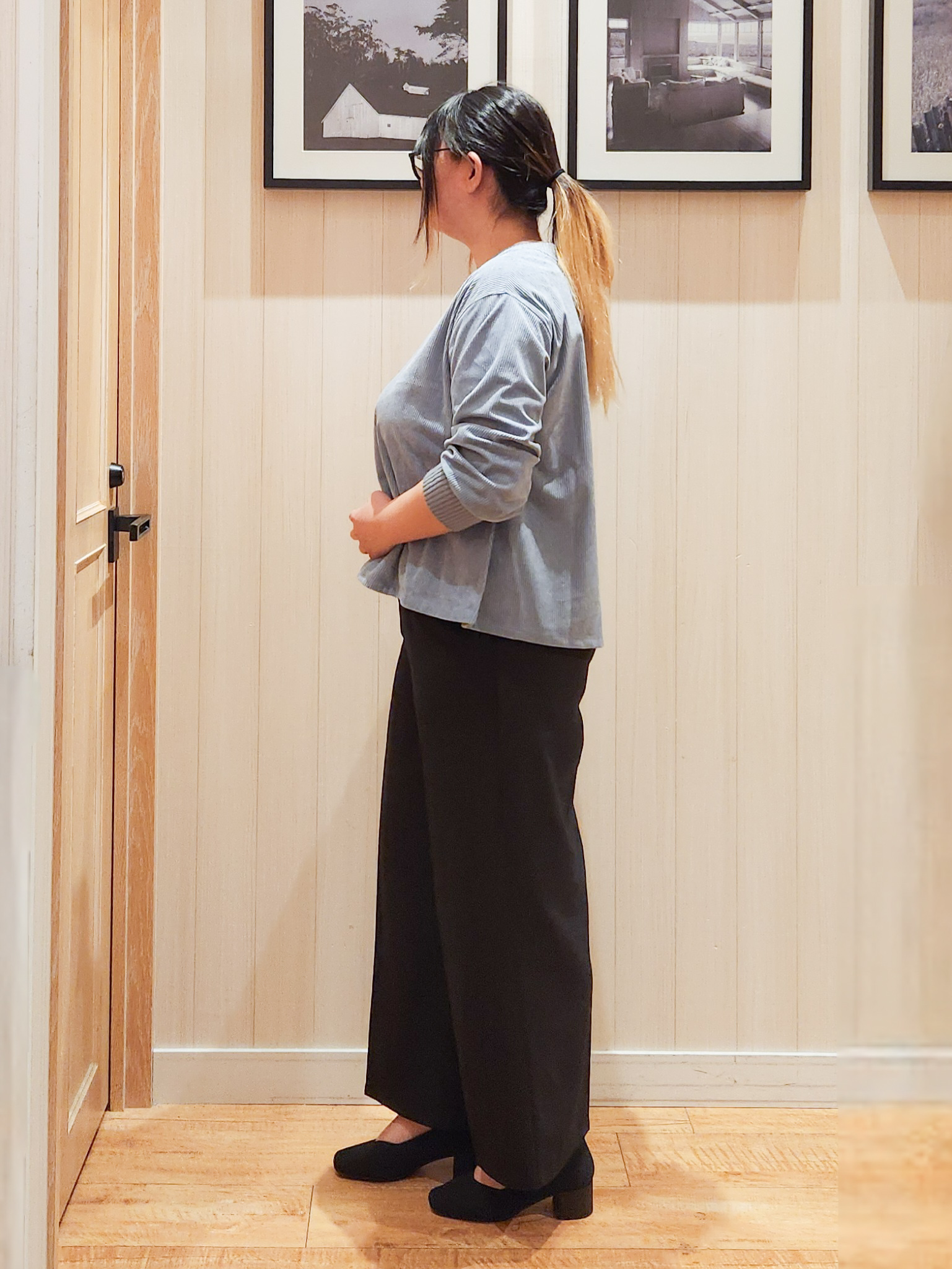 れーやんさんの「SHOO･LA･RUE｜【S-LL/洗濯機可/前後2WAY】大人上品にきまる コーデュロイトップス」を使ったコーディネート