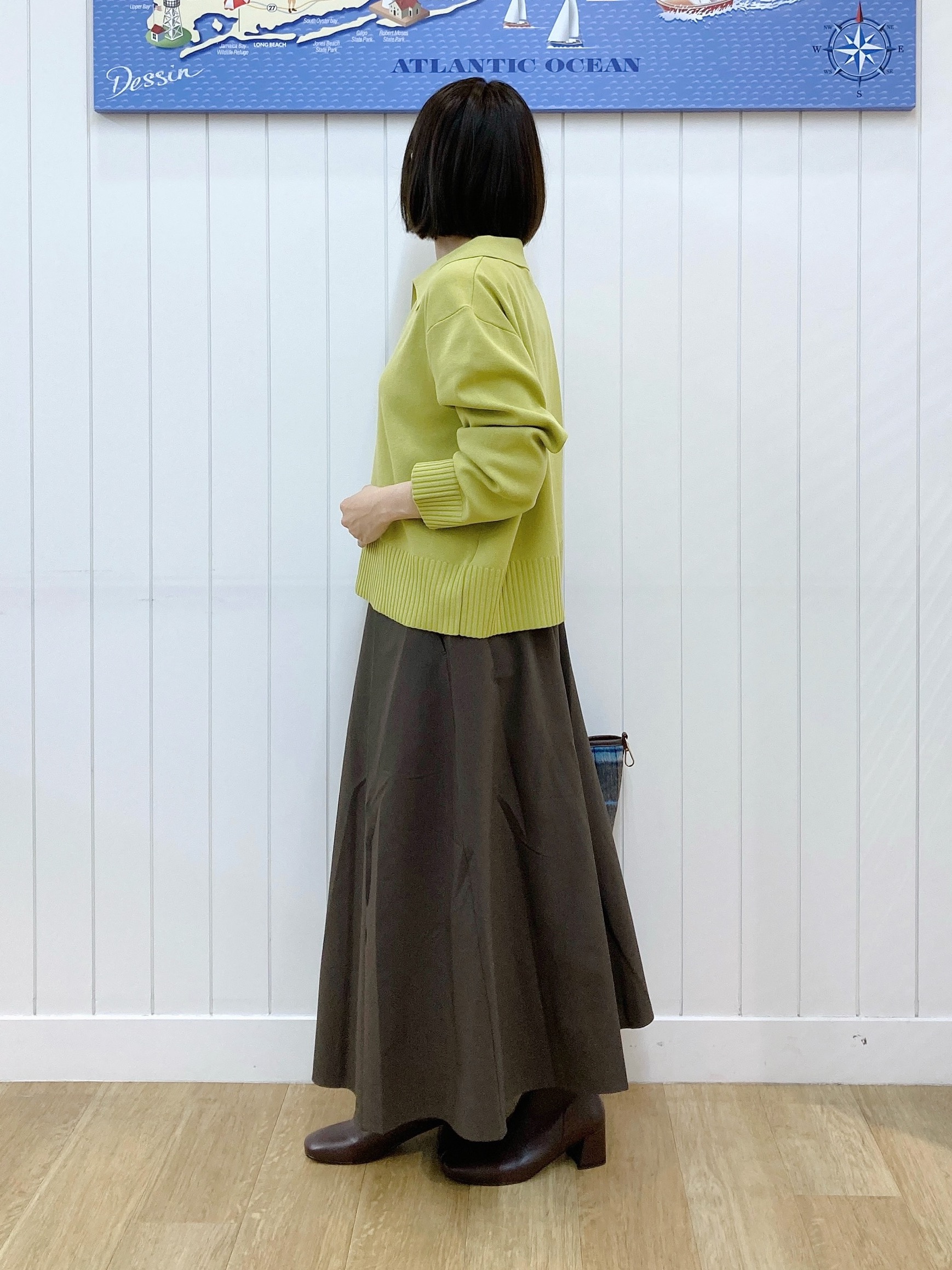 yoshiさんの「Dessin｜【洗濯機OK】抜け感スキッパーポロニット」を使ったコーディネート