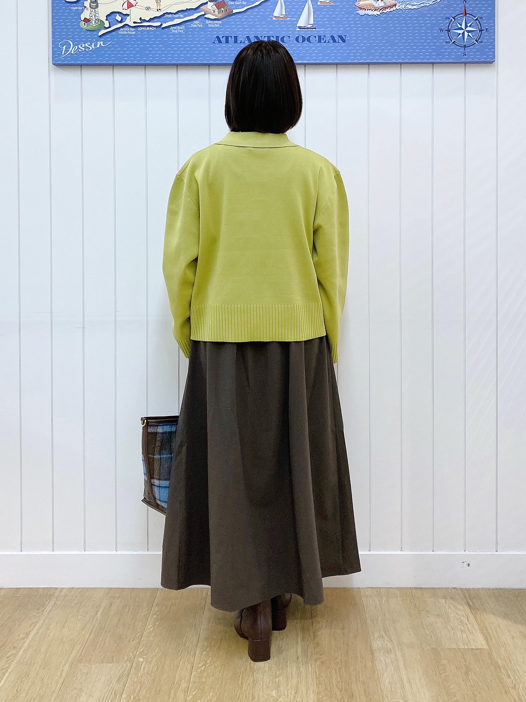 yoshiさんの「Dessin｜【洗濯機OK】抜け感スキッパーポロニット」を使ったコーディネート