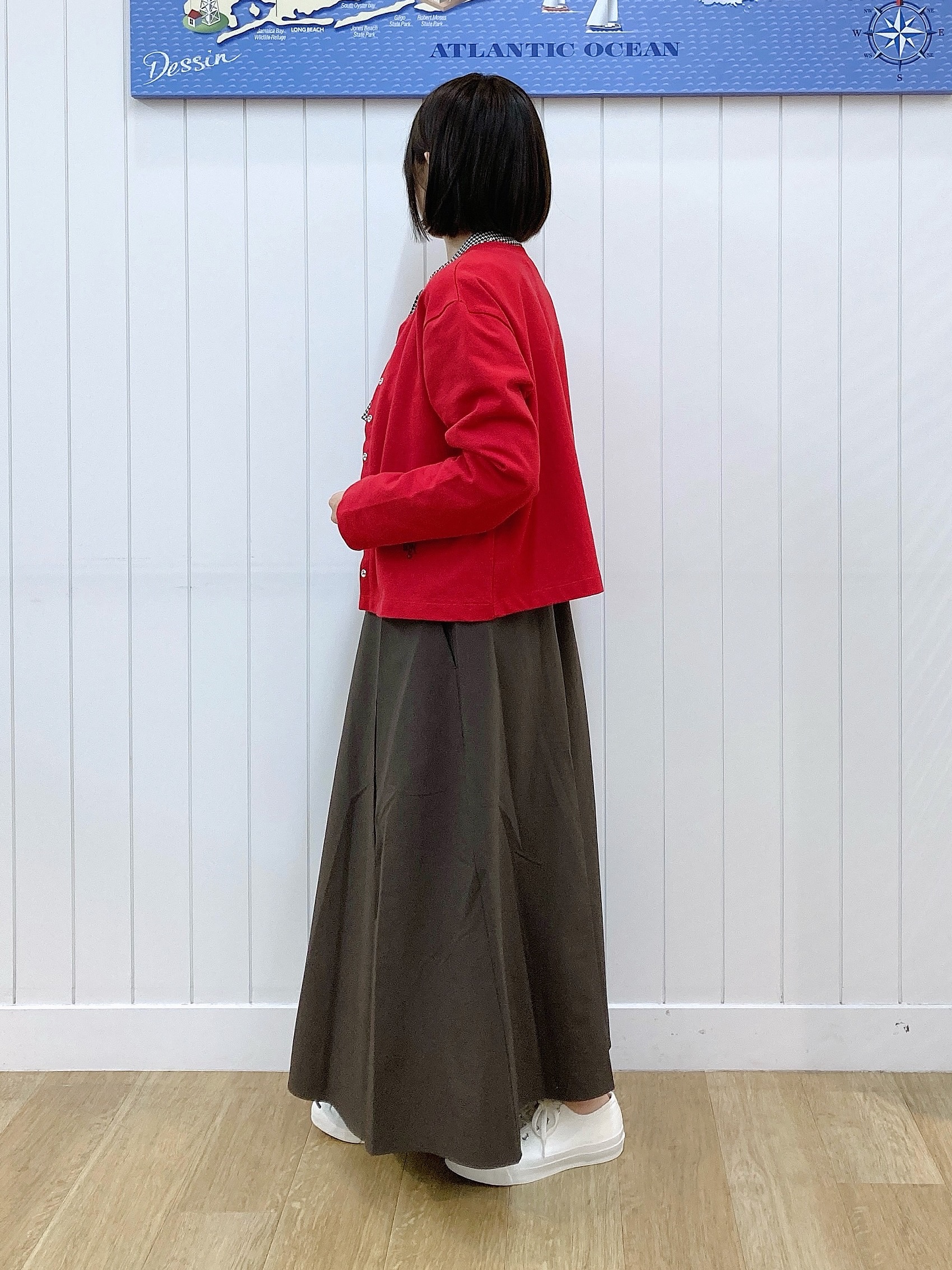 yoshiさんの「Dessin｜【秋羽織り/洗える/6色展開】リングスナップミニ裏毛カーディガン」を使ったコーディネート