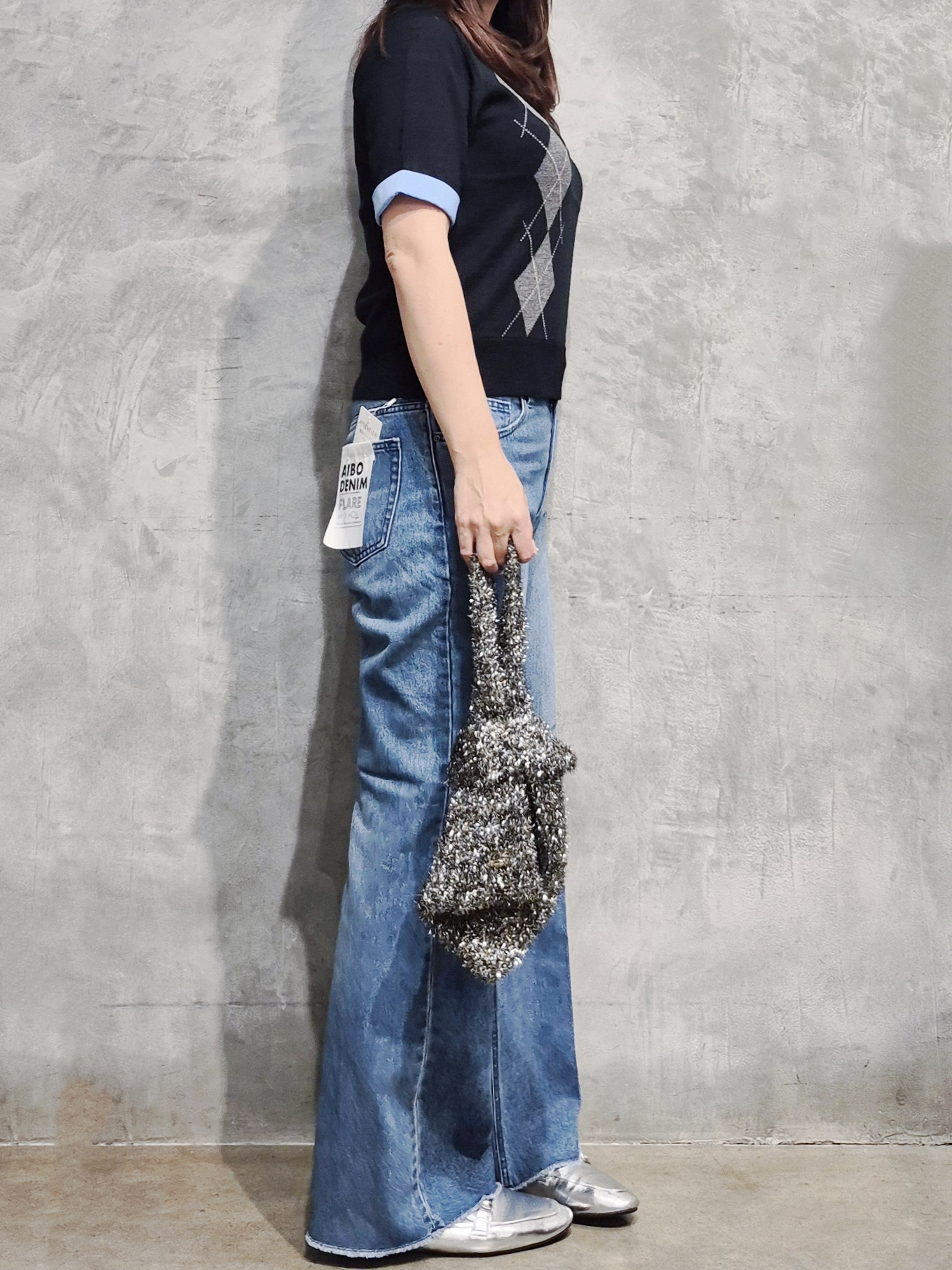 ひさえさんの「THE SHOP TK｜POLO BCS/アーガイル5分袖ニット」を使ったコーディネート