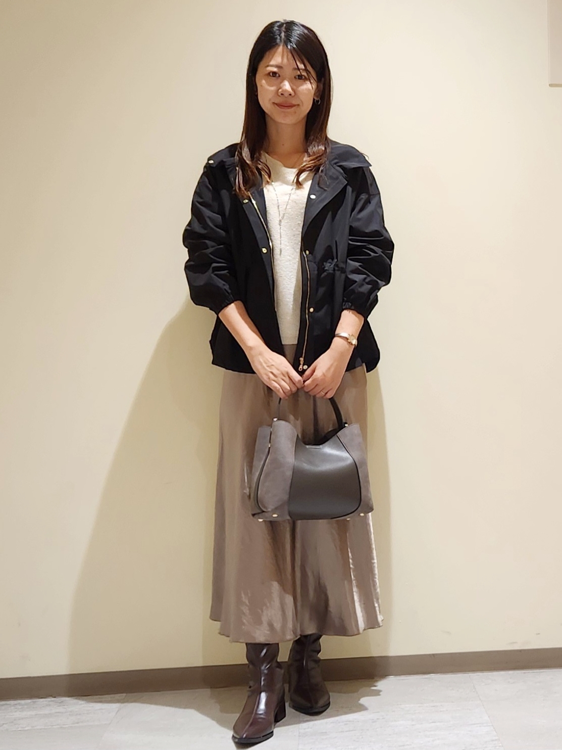 yukaさんの「COUP DE CHANCE｜【ウエスト調整可】フードレス ライトブルゾン」を使ったコーディネート