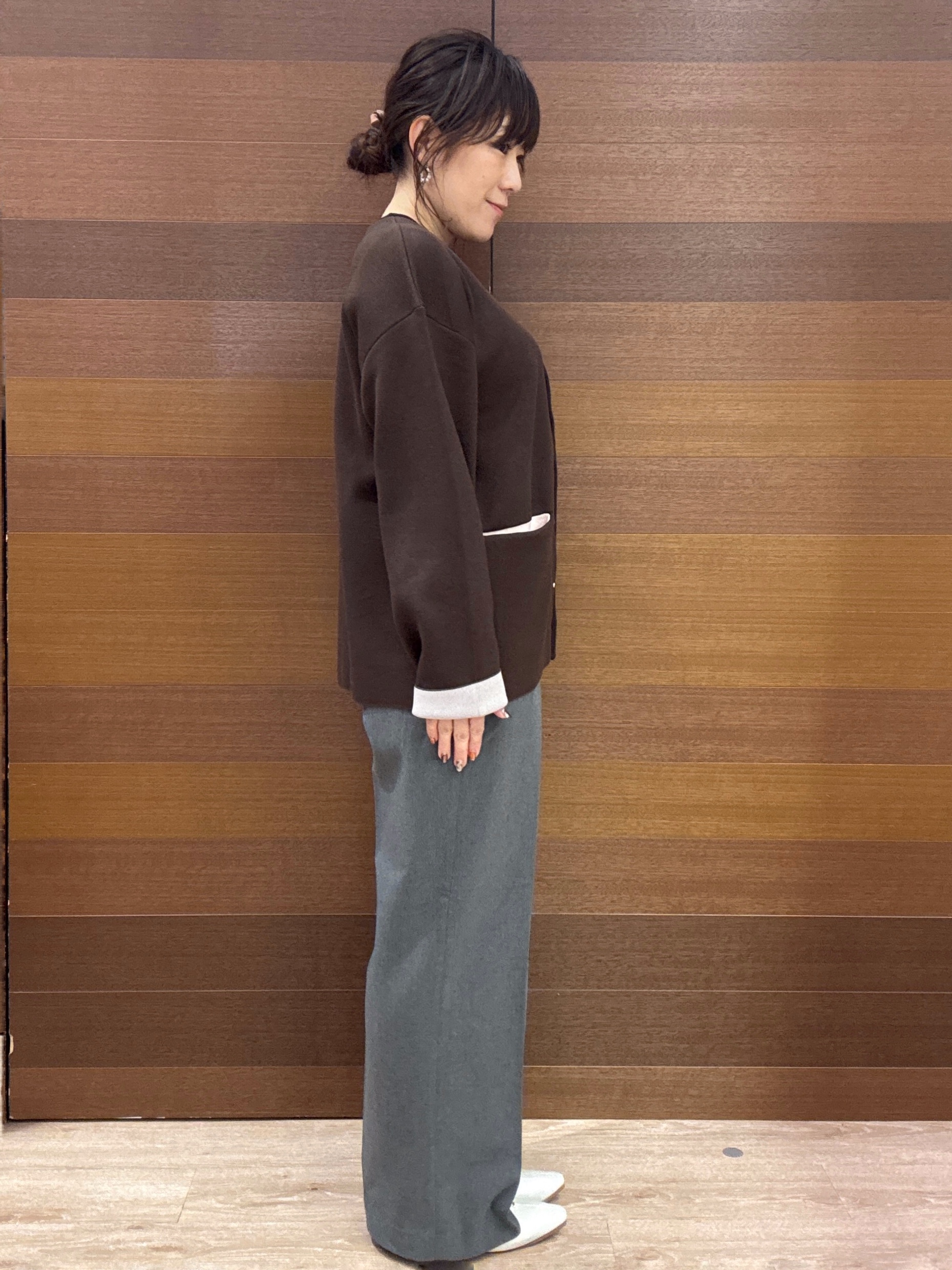 maichiさんの「OPAQUE.CLIP｜スナップボタン 配色ニットカーディガン【洗濯機OK】」を使ったコーディネート