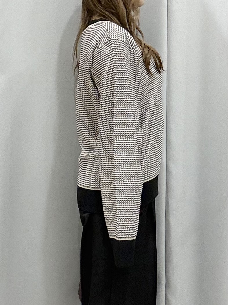 shioさんの「SHOO･LA･RUE｜【S-LL/洗濯機可】1枚でサマになる カノコ編み配色クルーネックニット」を使ったコーディネート