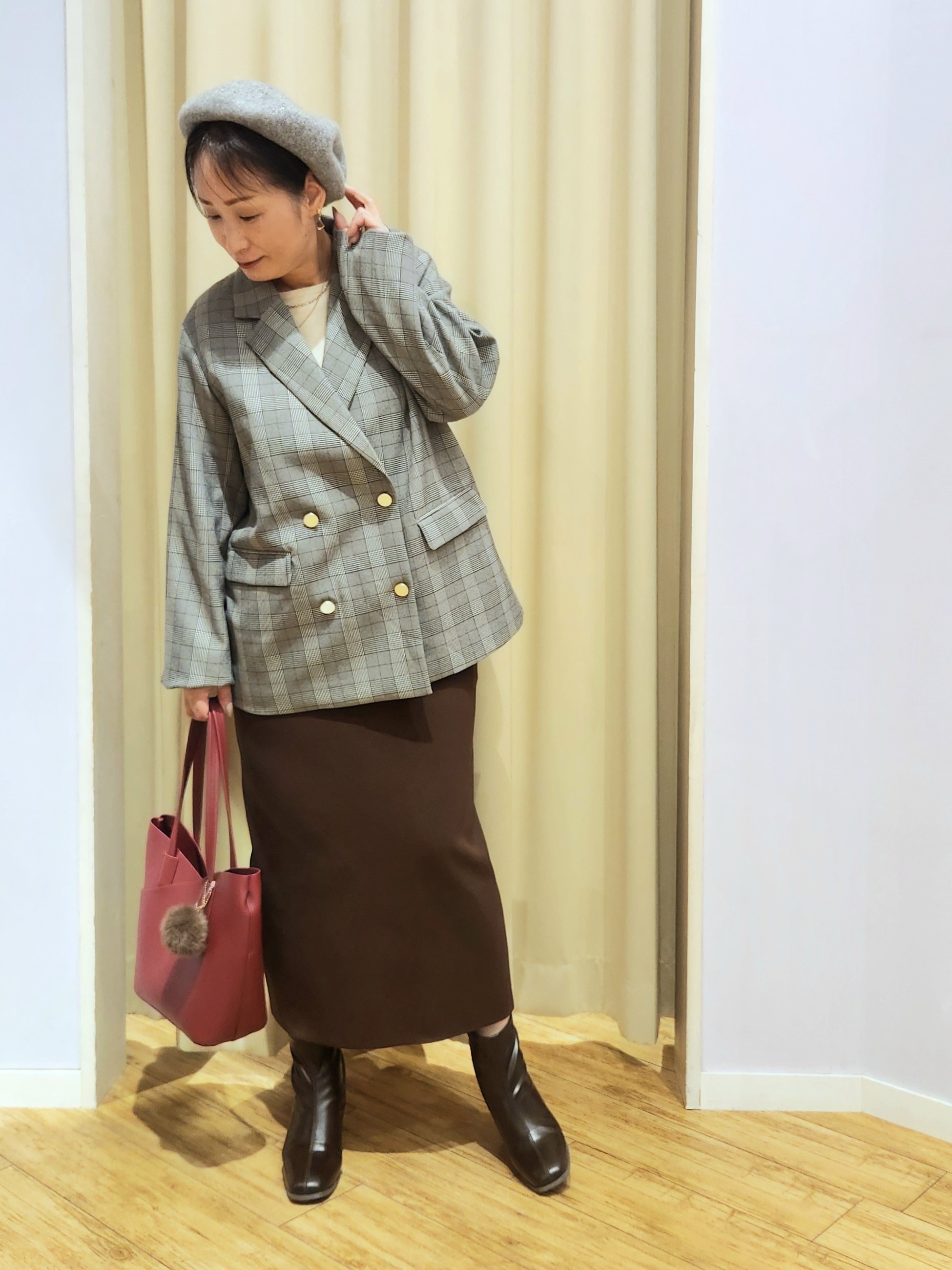 くまさんの「SHOO･LA･RUE｜【セットアップ可/洗濯後しわになりにくい】ウールフィール ダブルジャケット」を使ったコーディネート