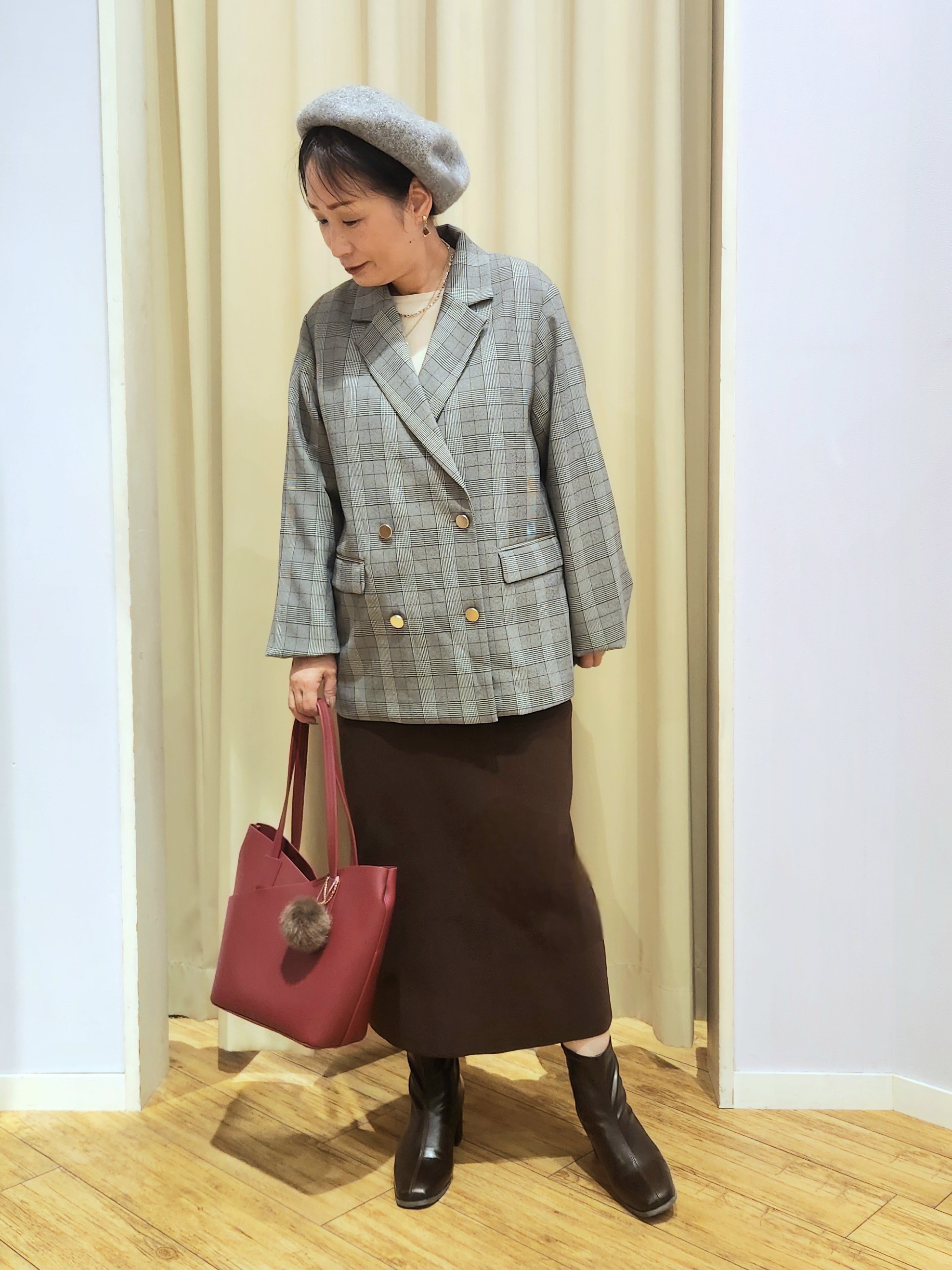くまさんの「SHOO･LA･RUE｜【セットアップ可/洗濯後しわになりにくい】ウールフィール ダブルジャケット」を使ったコーディネート