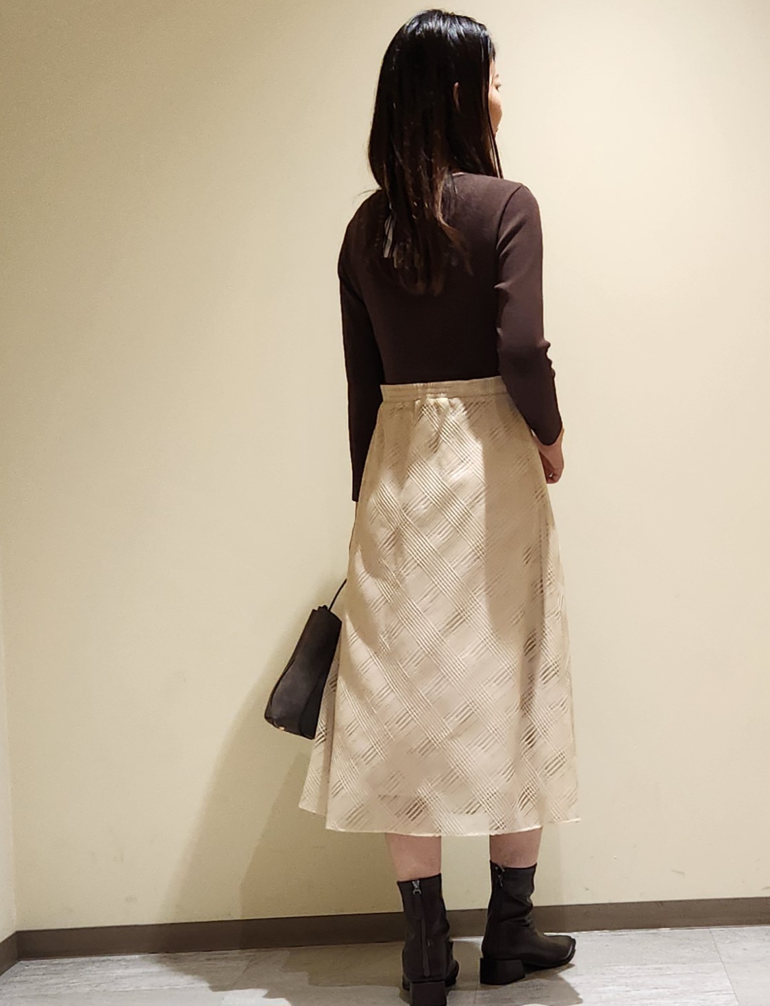 yukaさんの「COUP DE CHANCE｜【手洗い可／日本製】ニットドッキングフレアワンピース」を使ったコーディネート