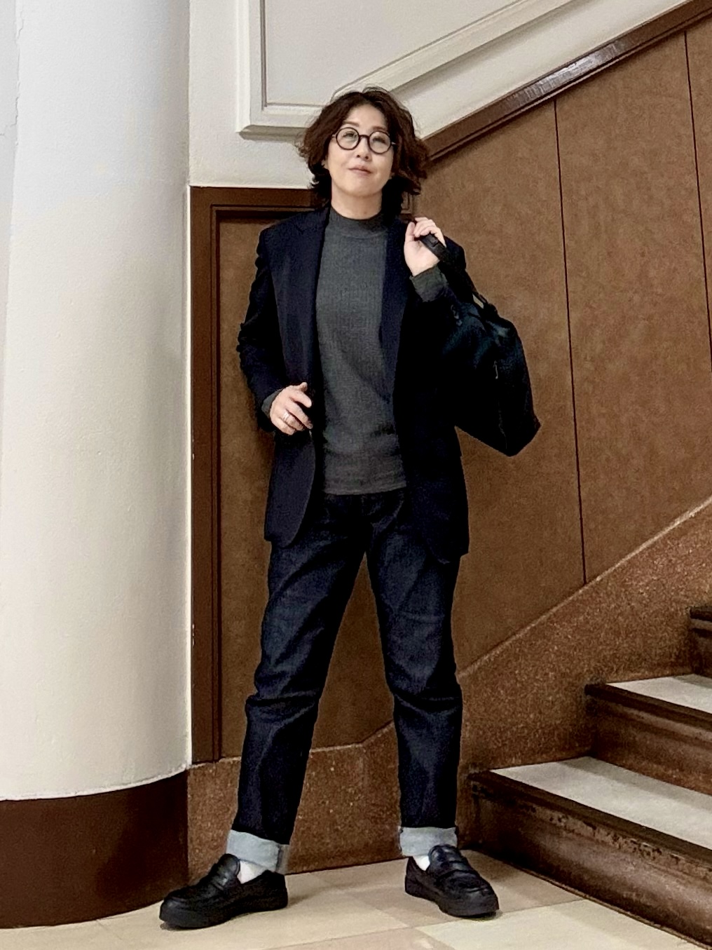 のぐみさんの「TAKEO KIKUCHI｜【360&deg;ストレッチ／軽量】None Of Stress ライト ジャケット（セットアップ対応）」を使ったコーディネート
