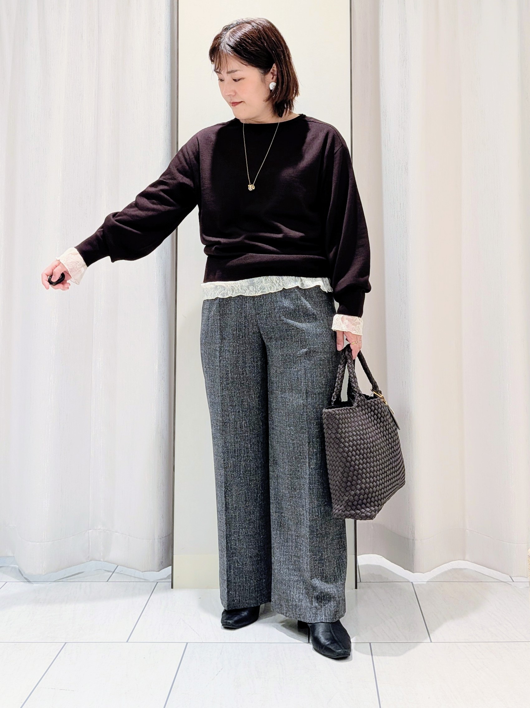 Onumaさんの「UNTITLED｜【大人の抜け感/8色展開】ボリュームスリーブニットプルオーバー」を使ったコーディネート