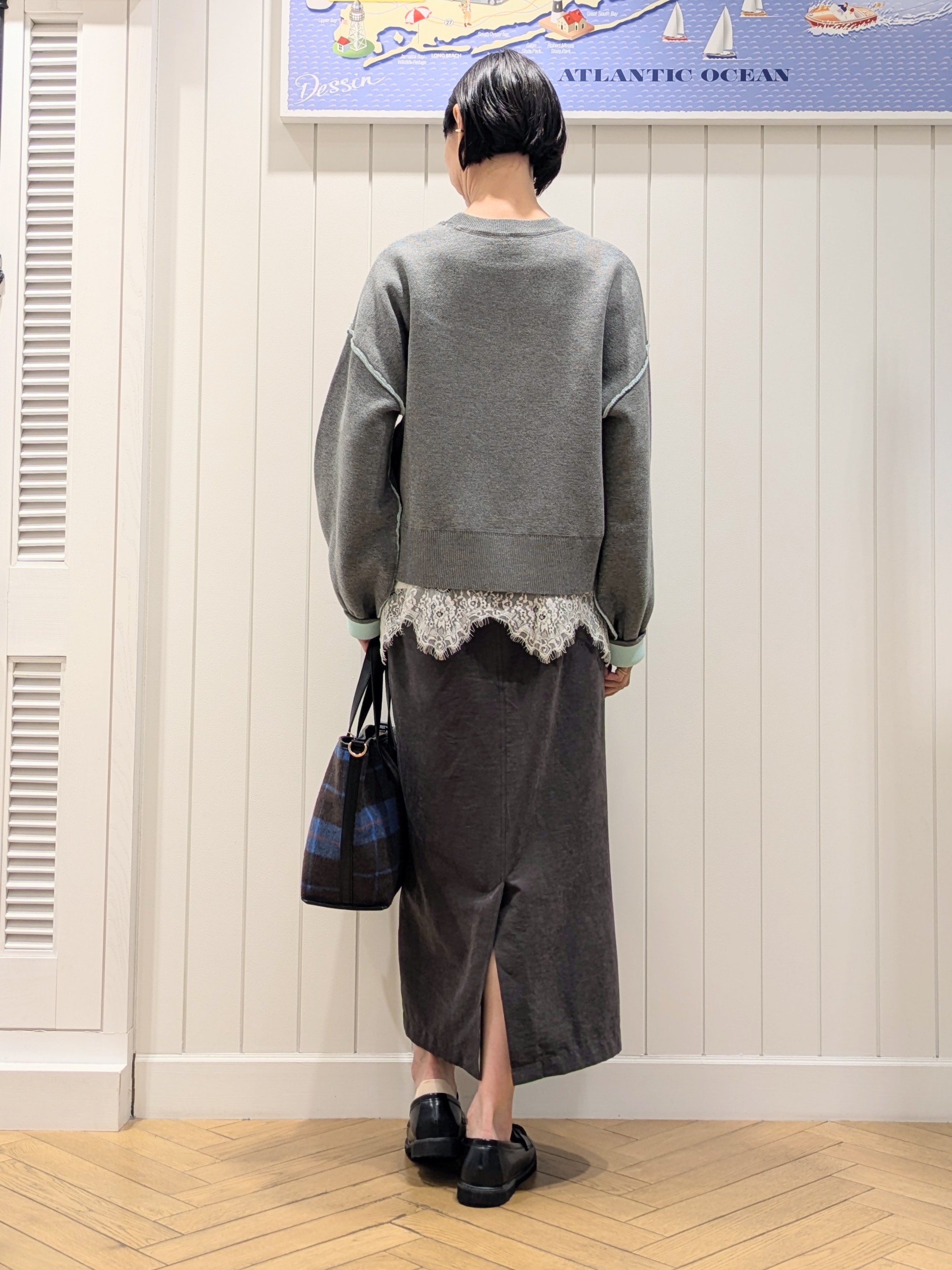 micoさんの「Dessin｜【2WAY/洗濯機OK/XS-L】配色リバーシブル コットンジャカード クルーネックニット」を使ったコーディネート