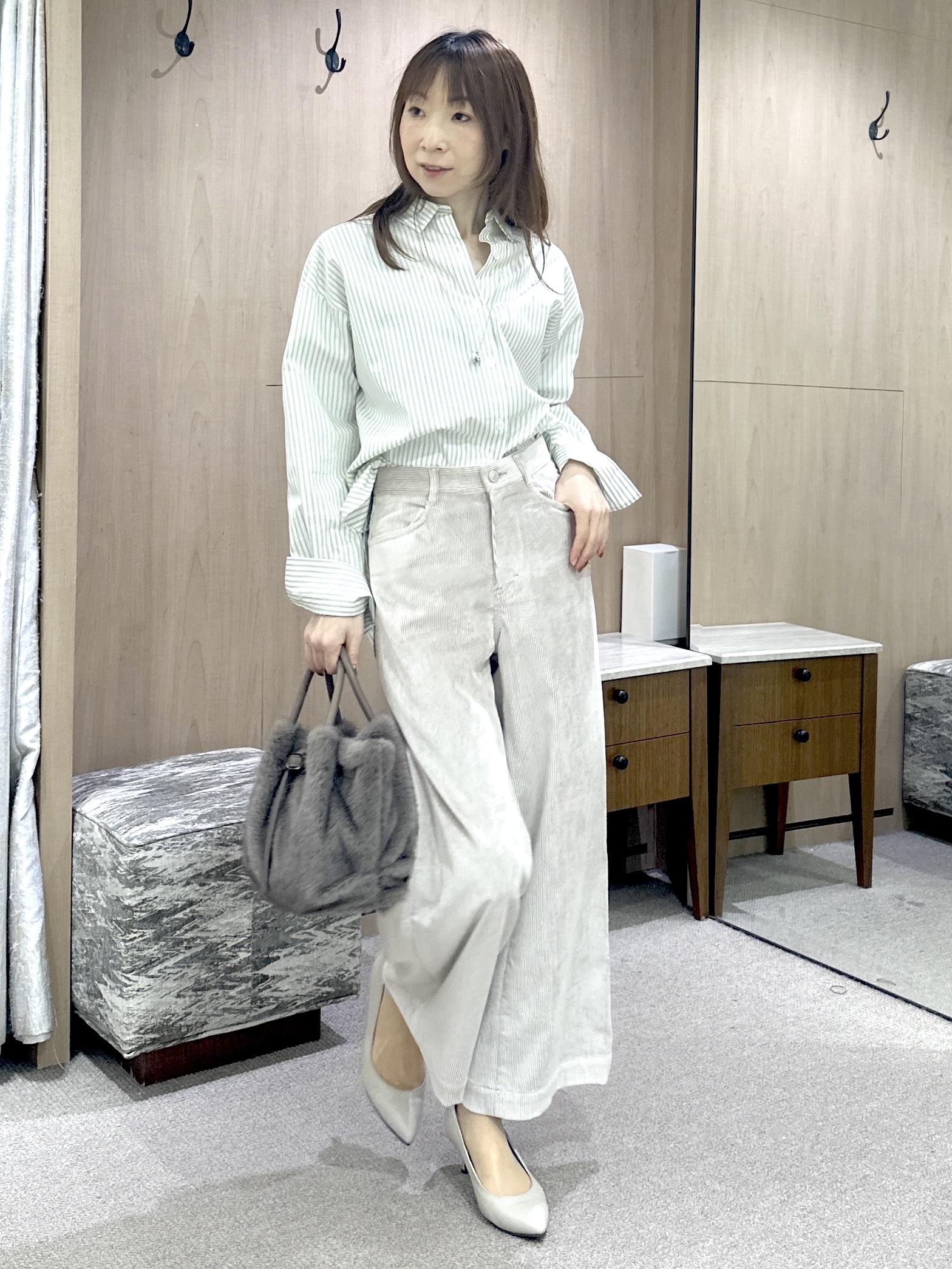 Miwaさんの「UNTITLED｜【6色展開/コットン100】カラーベーシックシャツ」を使ったコーディネート