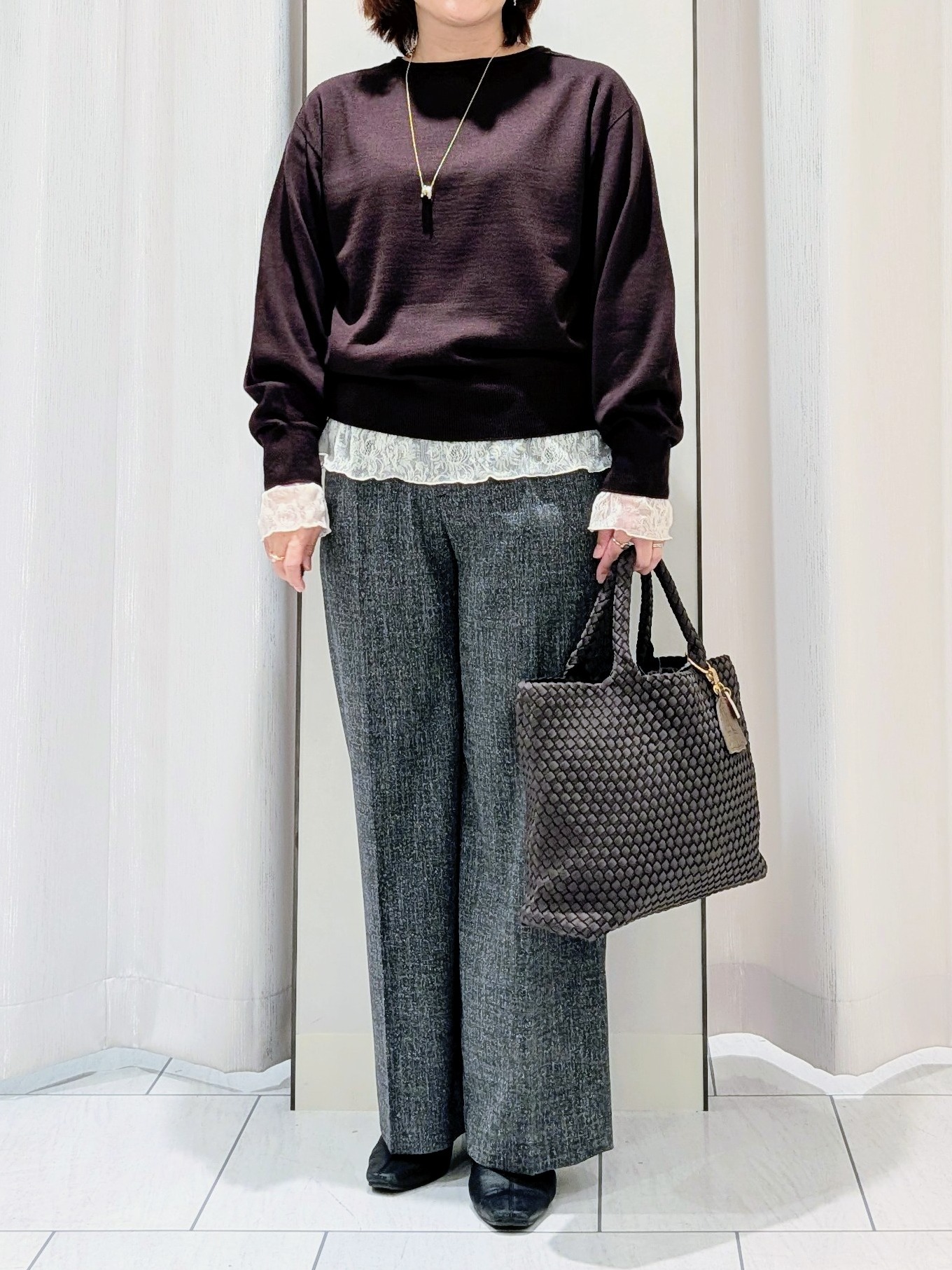 Onumaさんの「UNTITLED｜【大人の抜け感/8色展開】ボリュームスリーブニットプルオーバー」を使ったコーディネート
