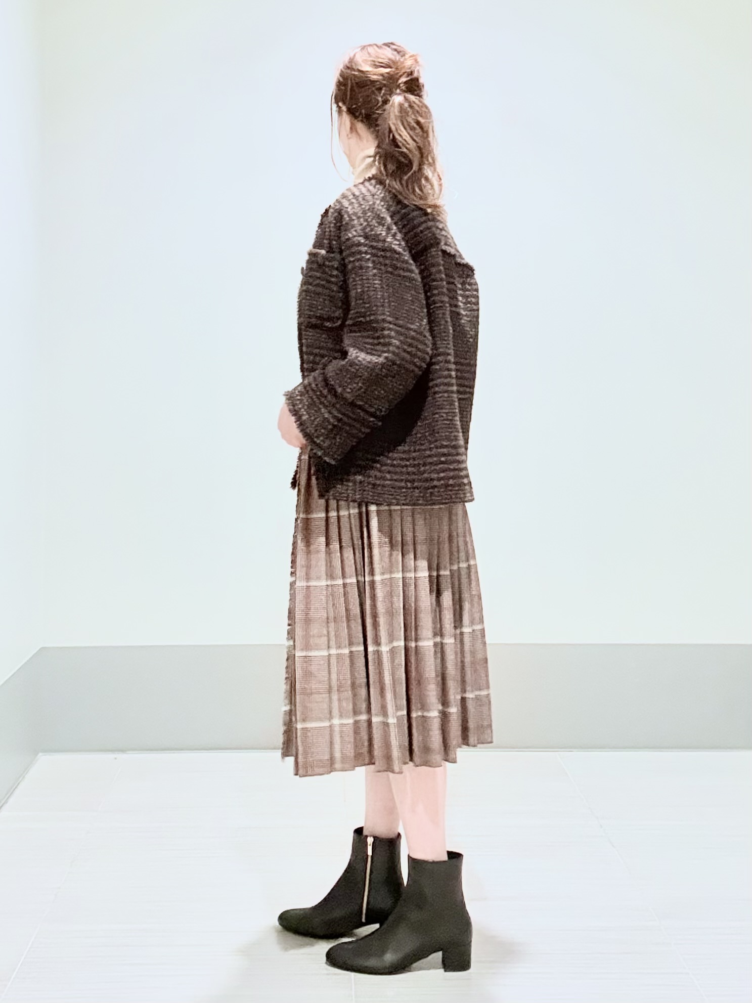 Yamaさんの「DRESSTERIOR｜グレンチェックツイードショートコート」を使ったコーディネート