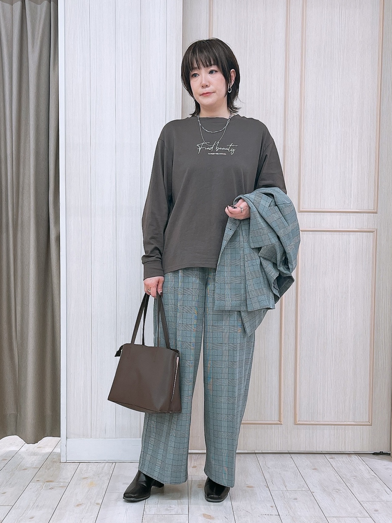 kaneさんの「SHOO･LA･RUE｜【セットアップ可/洗濯後しわになりにくい】ウールフィール ダブルジャケット」を使ったコーディネート