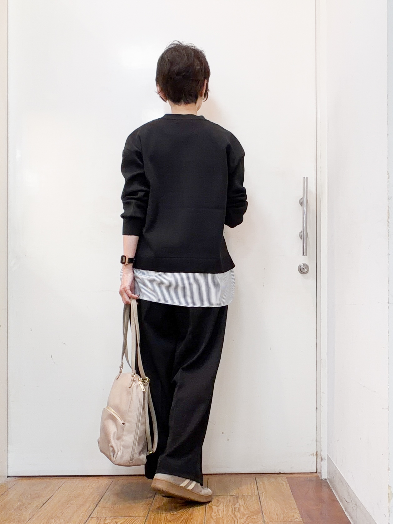 みぃさんの「SHOO･LA･RUE｜【S-LL】着るだけできまる シャツレイヤード風 スポンディッシュニット」を使ったコーディネート