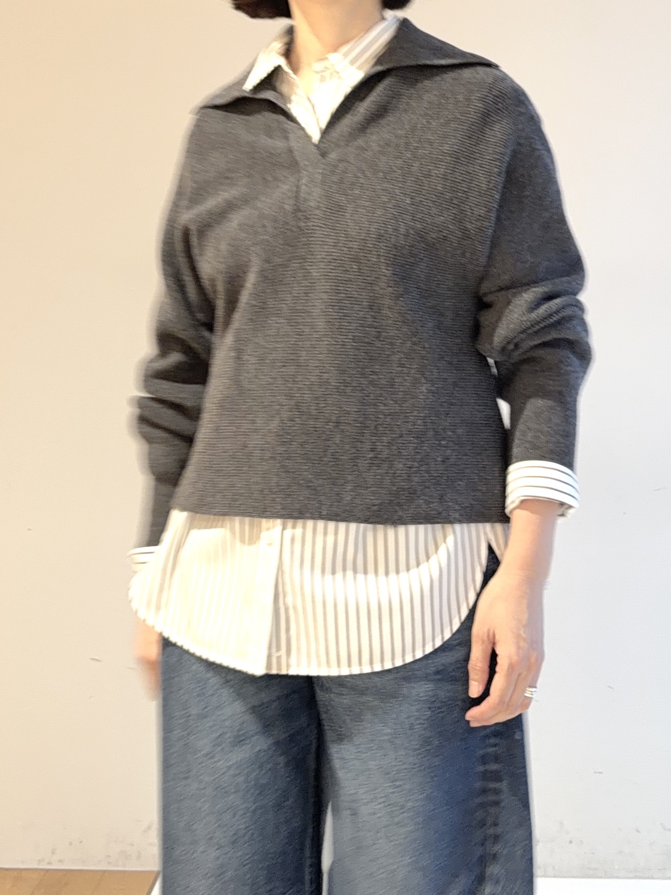 murayamaさんの「INDIVI｜【2WAY／ストライプ柄】ベーシックシャツ」を使ったコーディネート