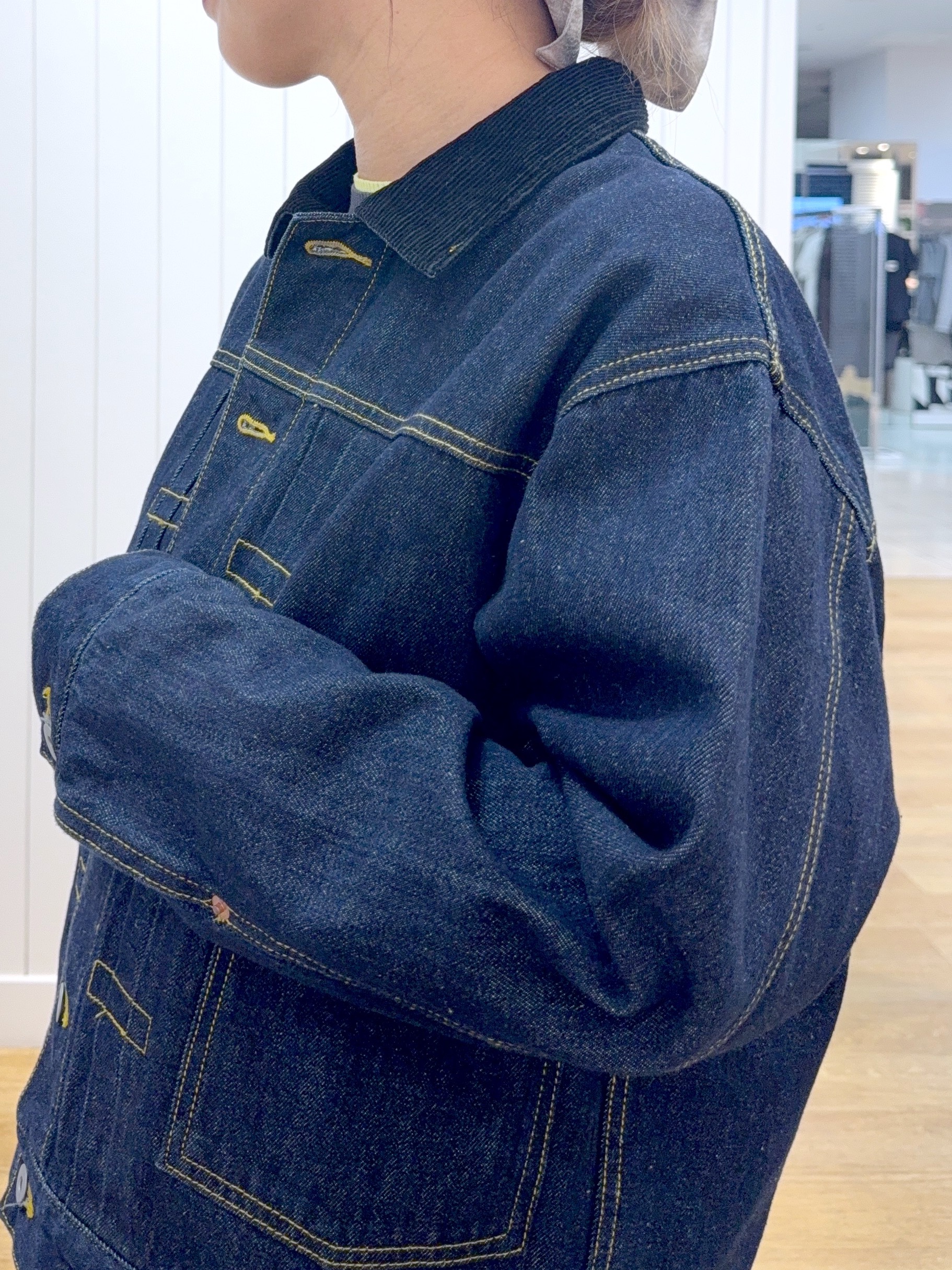 Osawaさんの「Dessin｜【洗える/秋羽織り】衿コーデュロイデニムジャケット」を使ったコーディネート