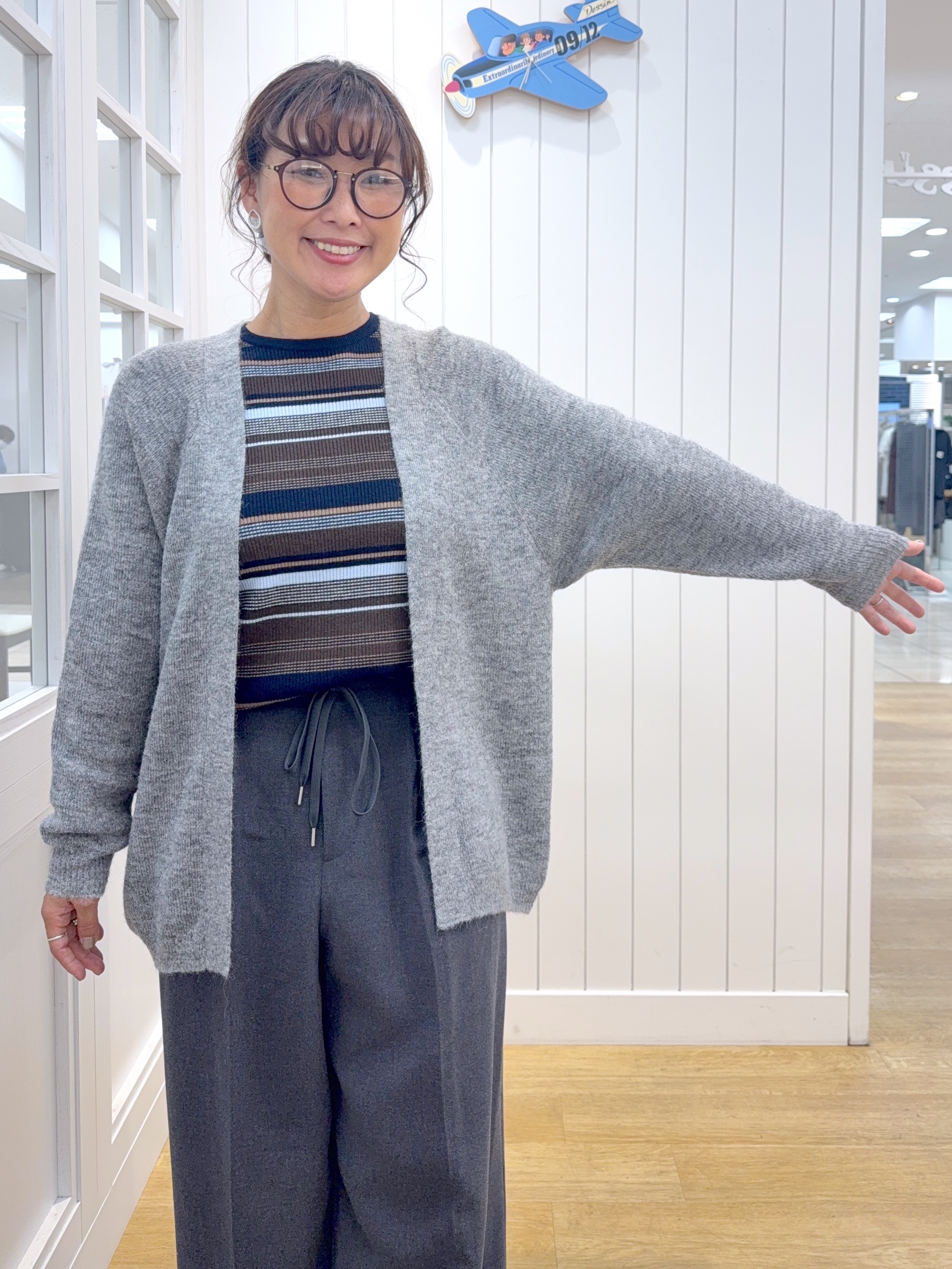 Osawaさんの「Dessin｜【洗える】モヘアブレンドニット ボタンレスカーディガン」を使ったコーディネート