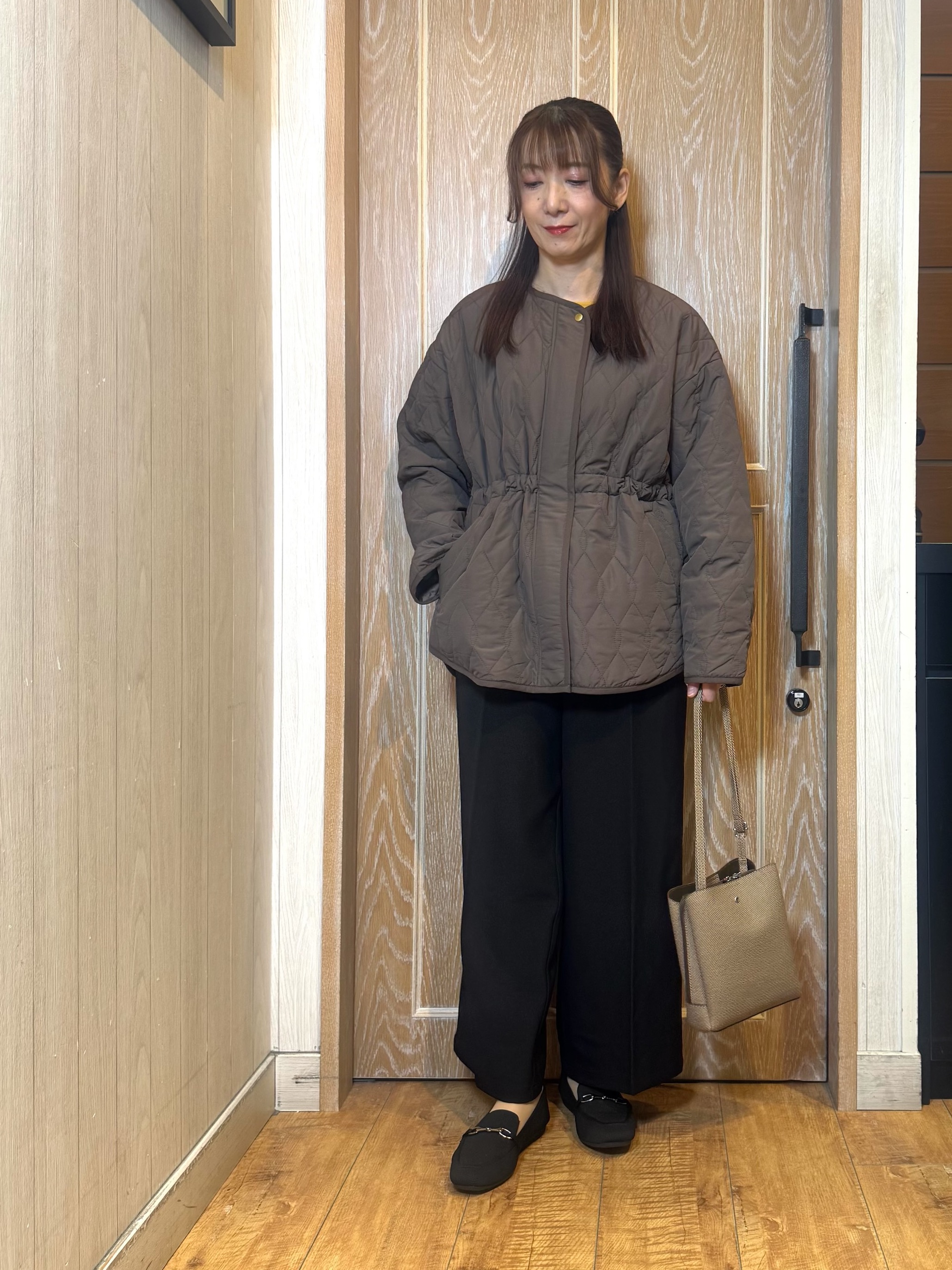 KAORIさんの「SHOO･LA･RUE｜【撥水/S-LL/洗濯機可】ウエスト絞れる キルト中綿ジャケット」を使ったコーディネート
