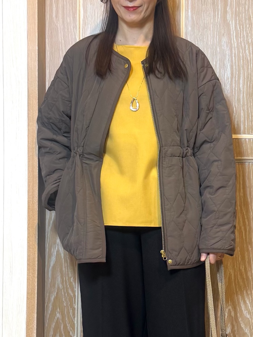 KAORIさんの「SHOO･LA･RUE｜【撥水/S-LL/洗濯機可】ウエスト絞れる キルト中綿ジャケット」を使ったコーディネート