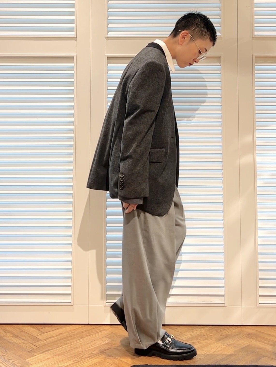 OCHIAIさんの「DRESSTERIOR｜【日本製】ハンティング ノーカラージャケット」を使ったコーディネート
