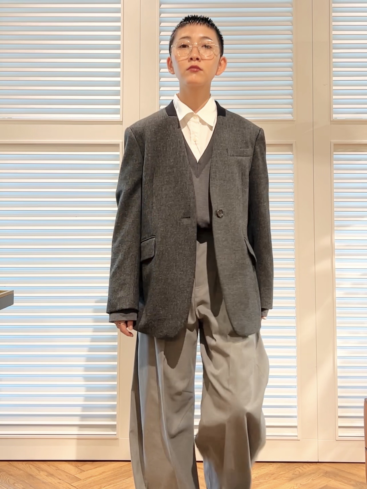 OCHIAIさんの「DRESSTERIOR｜【日本製】ハンティング ノーカラージャケット」を使ったコーディネート