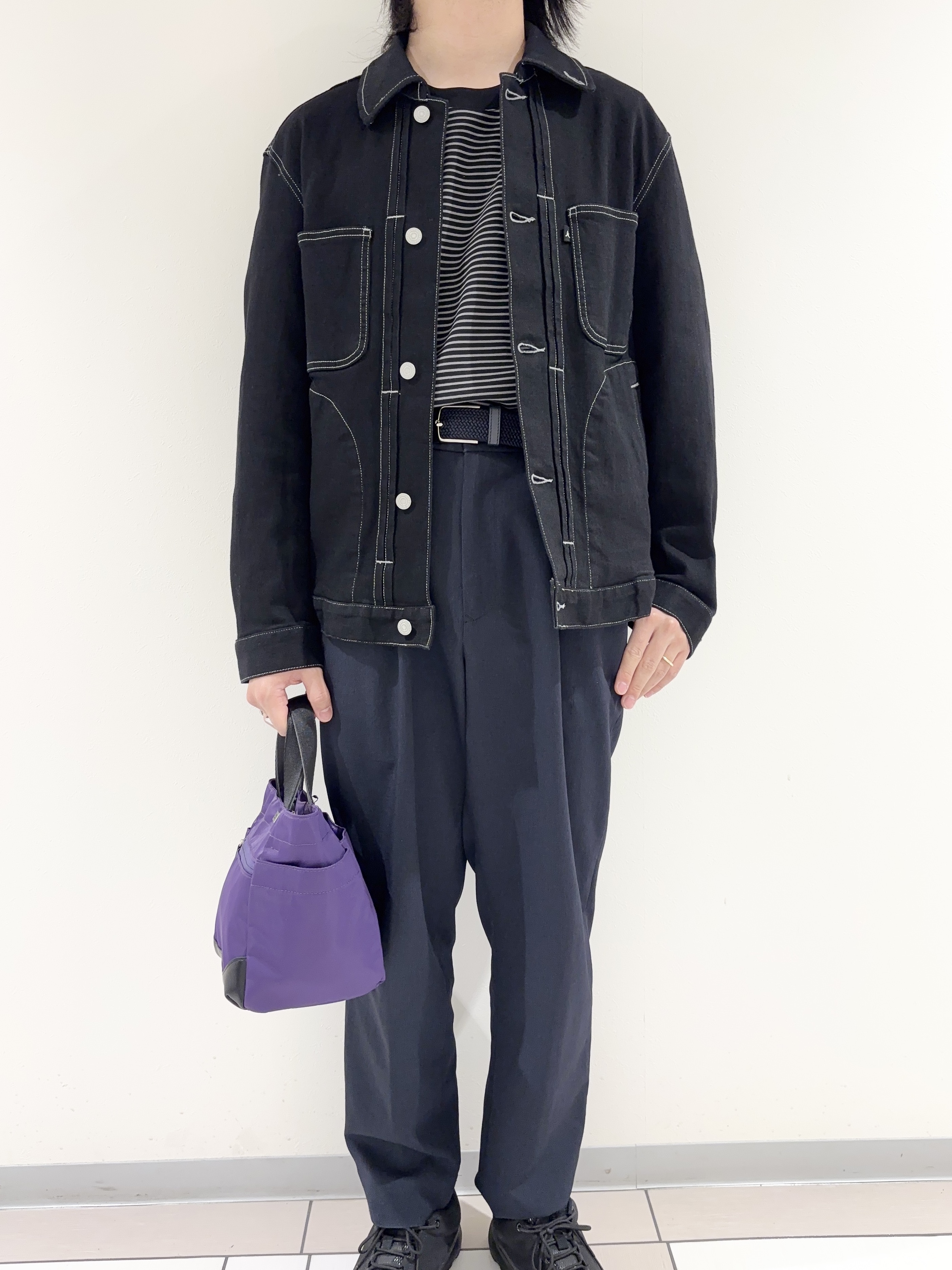 及川さんの「TAKEO KIKUCHI｜【BOWLER HAT LABEL】ブラックデニムGジャン」を使ったコーディネート