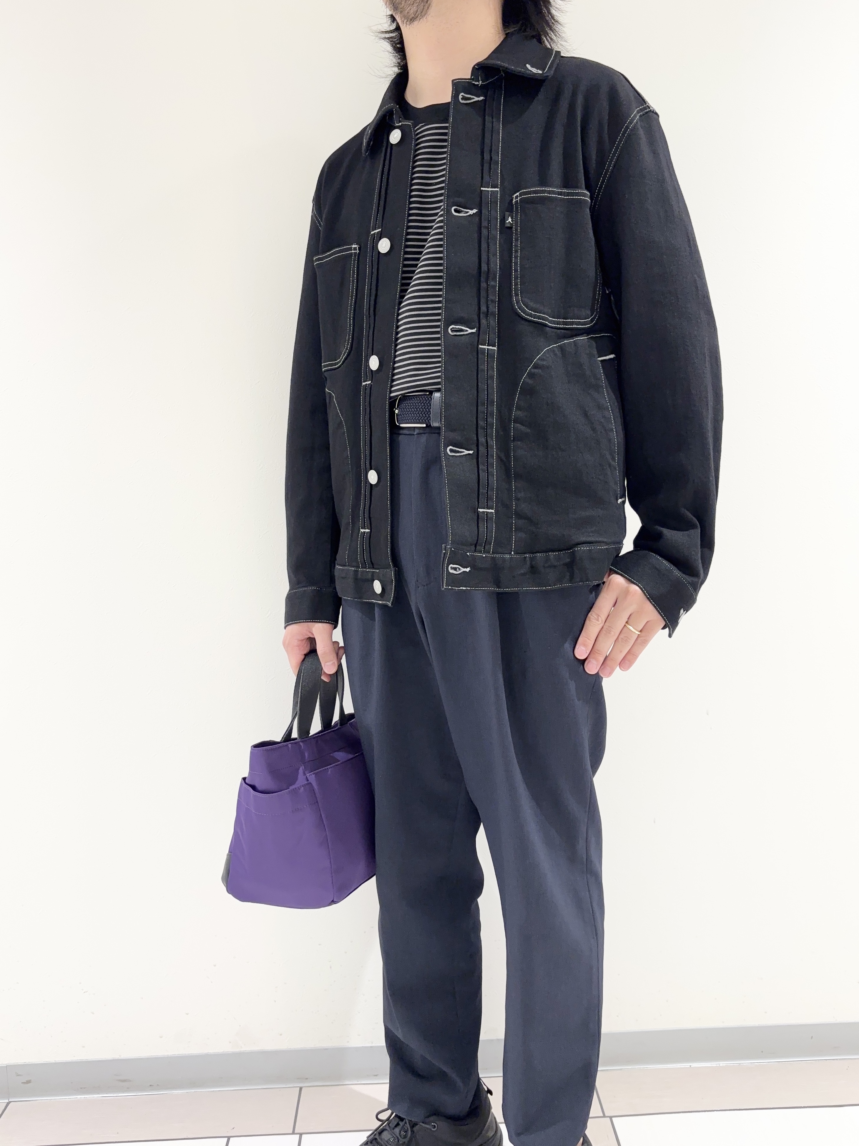 及川さんの「TAKEO KIKUCHI｜【BOWLER HAT LABEL】ブラックデニムGジャン」を使ったコーディネート
