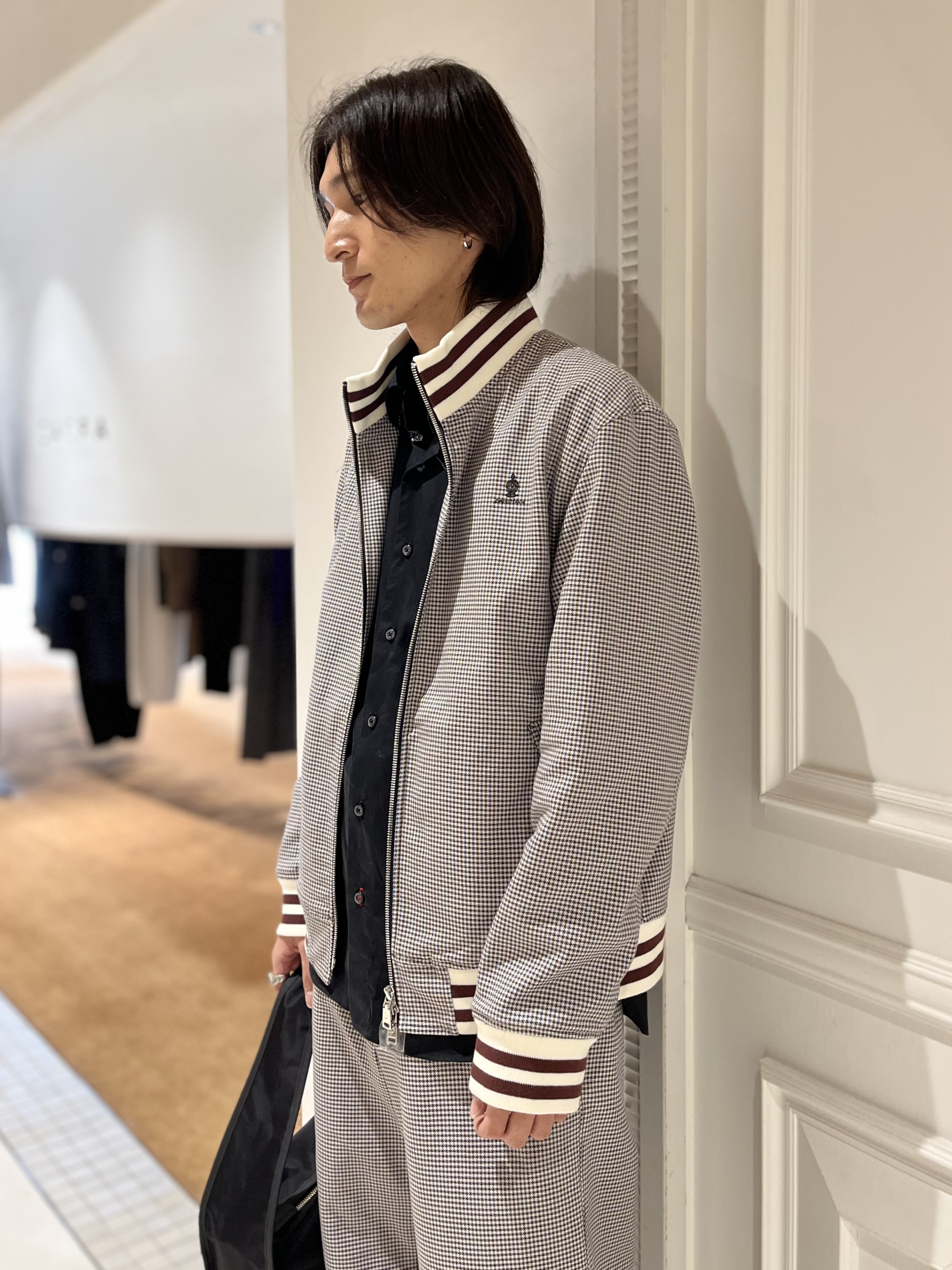 Watanabeさんの「DRESSTERIOR｜ハウンドトゥース ハイネックリブジャケット」を使ったコーディネート