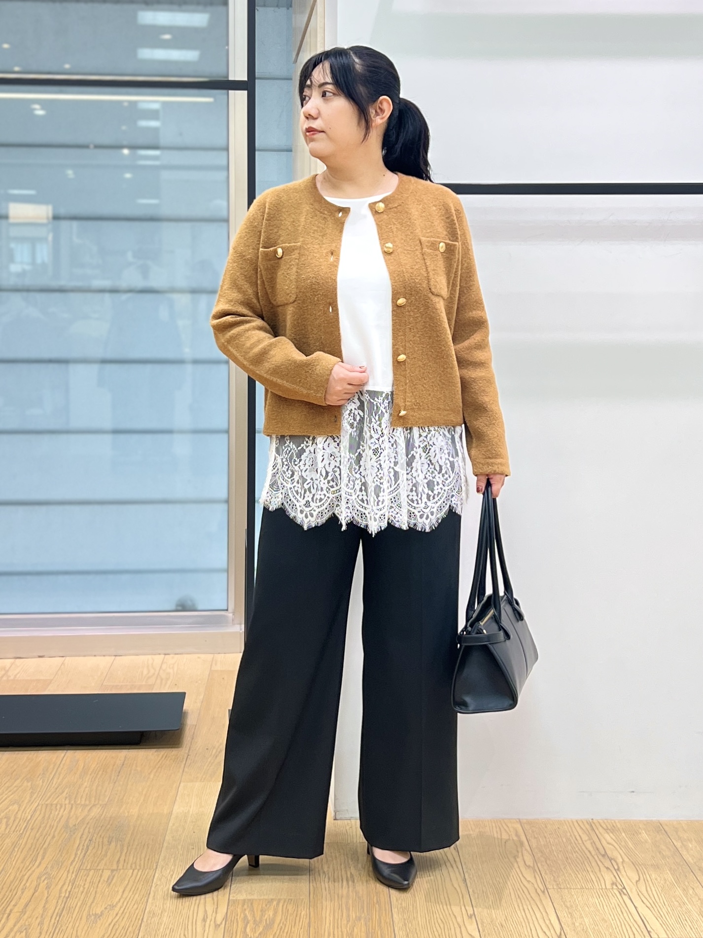 shimaさんの「INDIVI｜【軽やか】ブークレニットジャケット」を使ったコーディネート