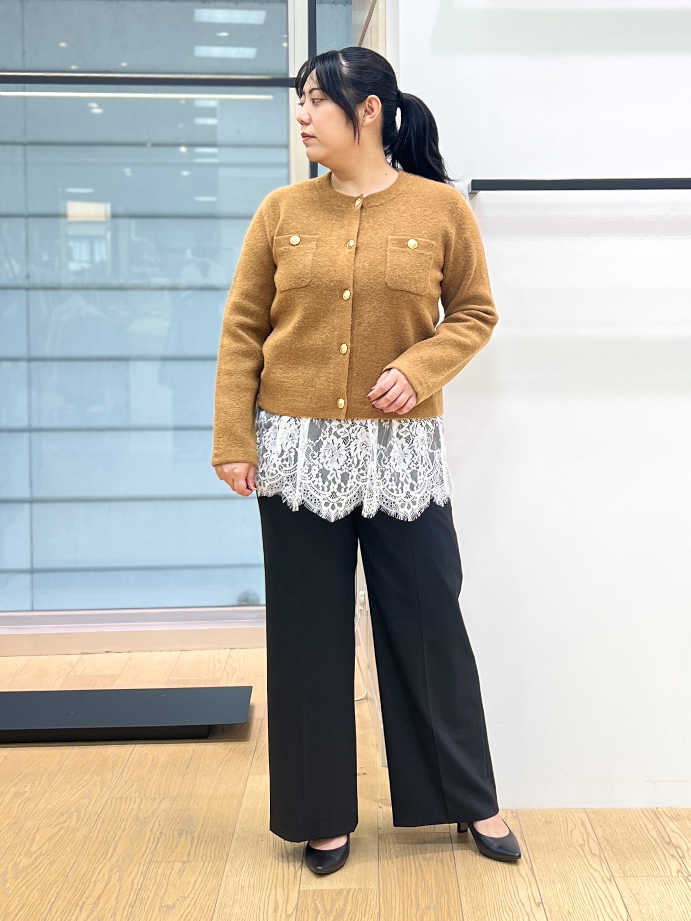 shimaさんの「INDIVI｜【軽やか】ブークレニットジャケット」を使ったコーディネート