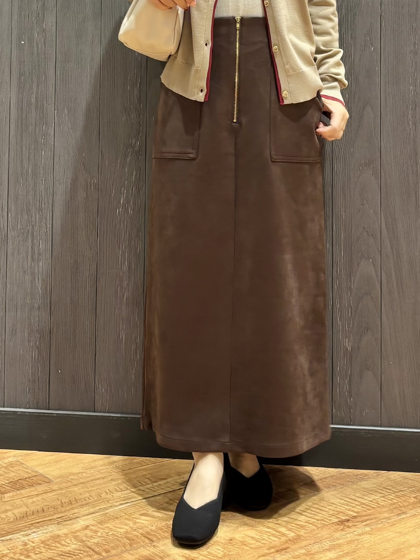 meiさんの「SHOO･LA･RUE｜【S-LL/洗濯機可】レイヤード風でこなれ見え 配色カーディガン」を使ったコーディネート