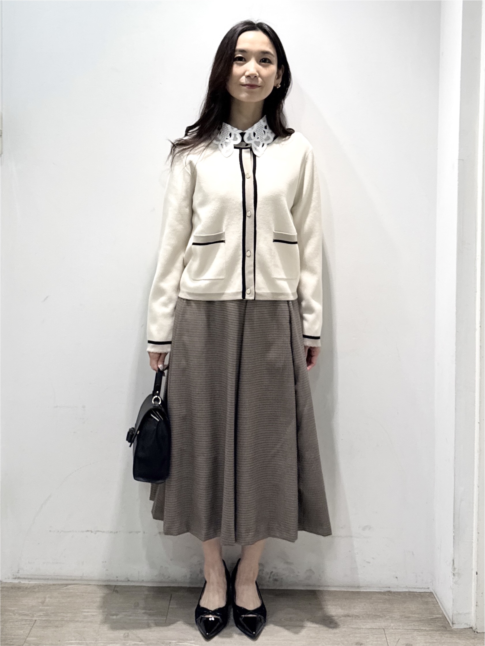 yuicciさんの「OPAQUE.CLIP｜【一枚で主役級】配色総針スカラカーディガン」を使ったコーディネート